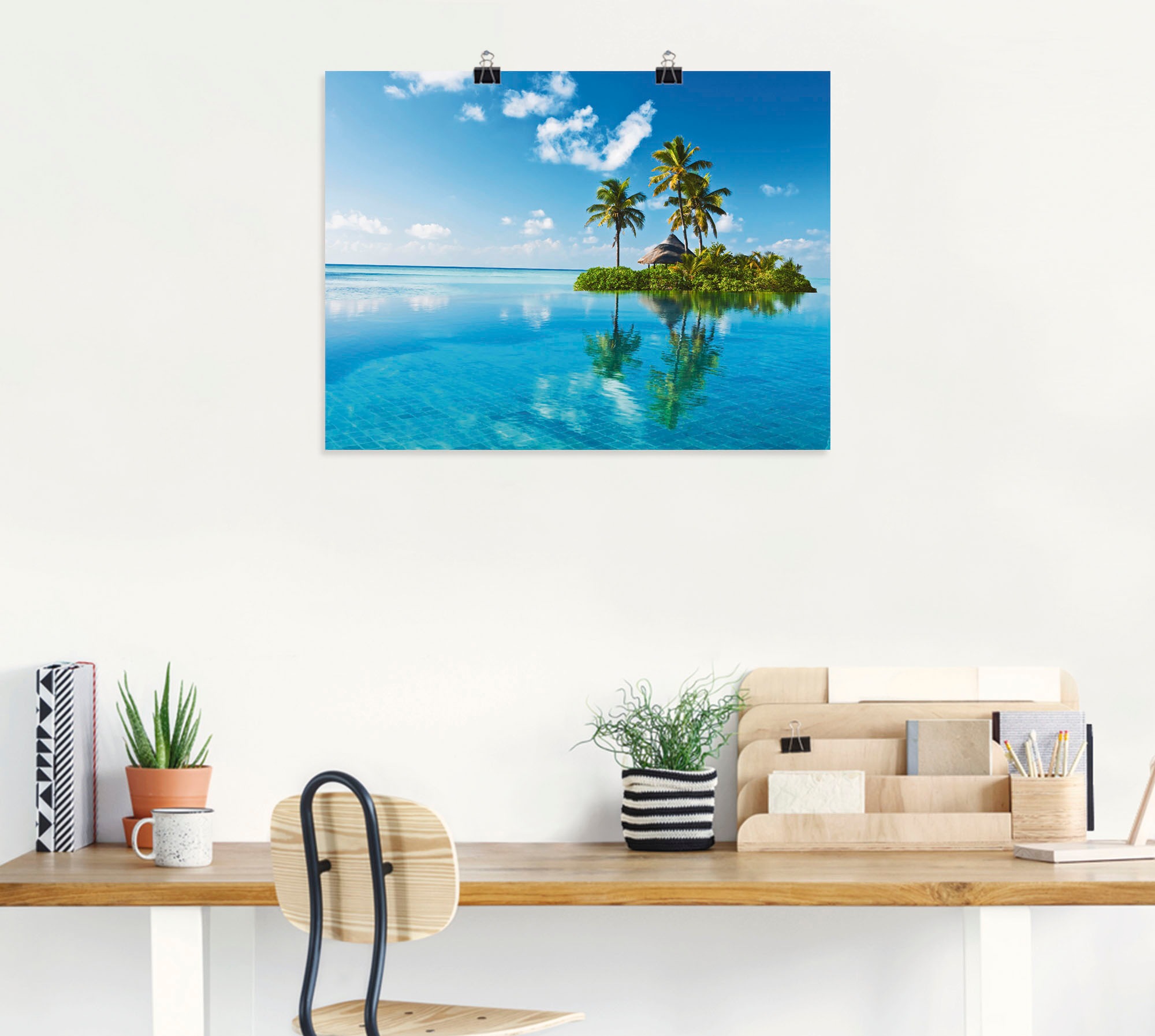 Artland Wandbild "Tropisches Paradies - Insel Palmen Meer", Amerika, (1 St. günstig online kaufen