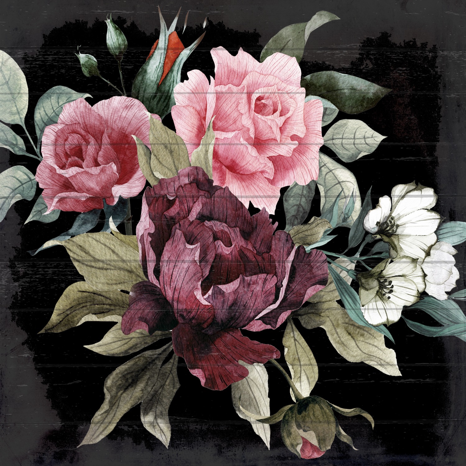 queence Holzbild »Rene«, Blumen, (1 St.), 50x50 cm