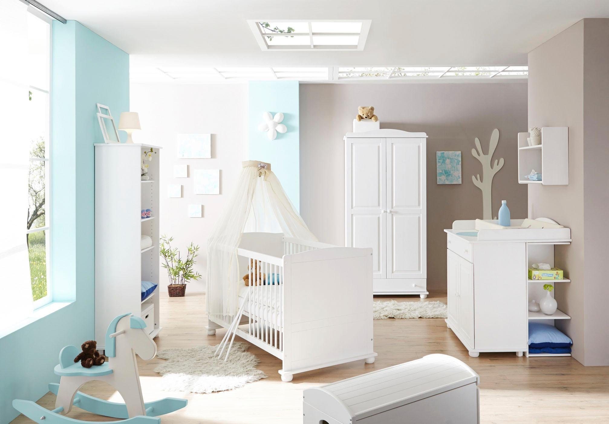 Ticaa Babyzimmer-Komplettset "Adam", (Set, 5 St., Bett + Wickelkommode + Schrank + Unterstellregal + Standregal)