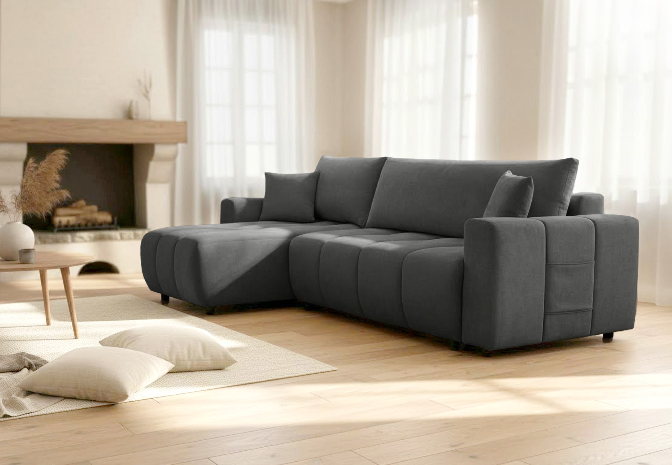 OTTO home Ecksofa »YLVAA L-Form, 241 cm - OTTO. Verlässliche Qualität.« Schlaffunktion (132/200), Bettkasten, Feinstruktur-Bezug