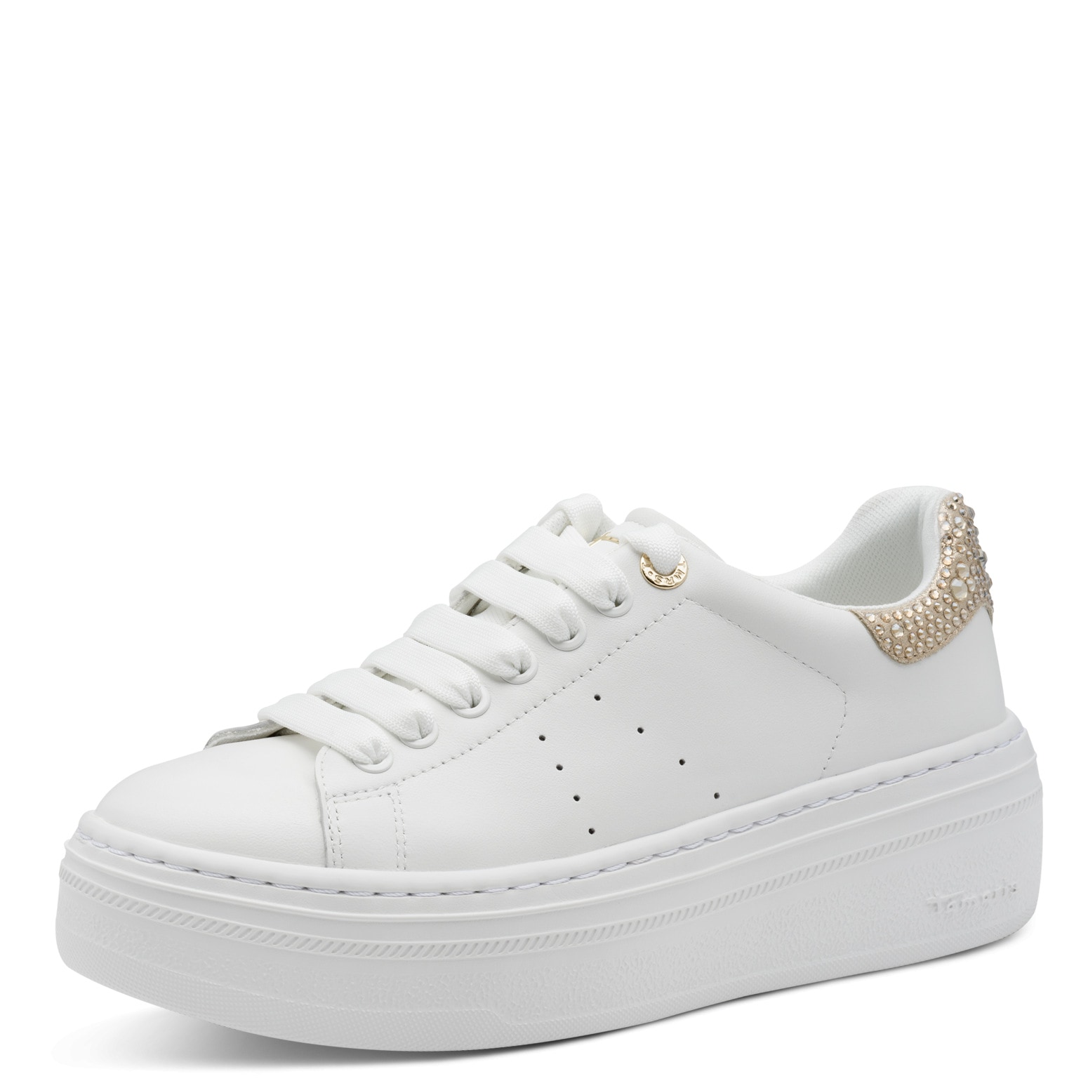 Tamaris Plateausneaker Schnürschuh, Halbschuh mit Schmucksteinen an der Ferse, Damensneaker