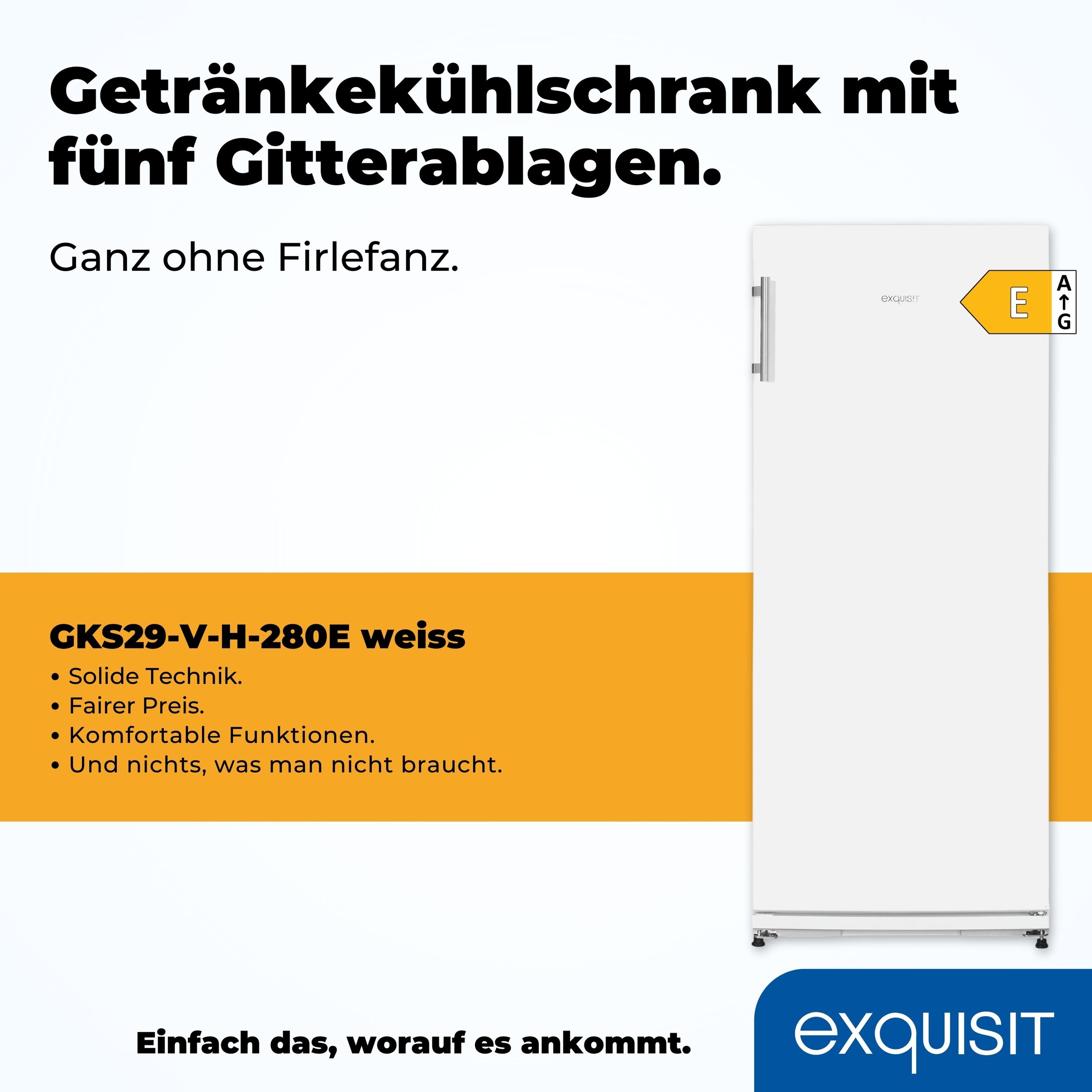 exquisit Getränkekühlschrank "GKS29-V-H-280E weiss" 145,5 cm hoch 60 cm bre günstig online kaufen