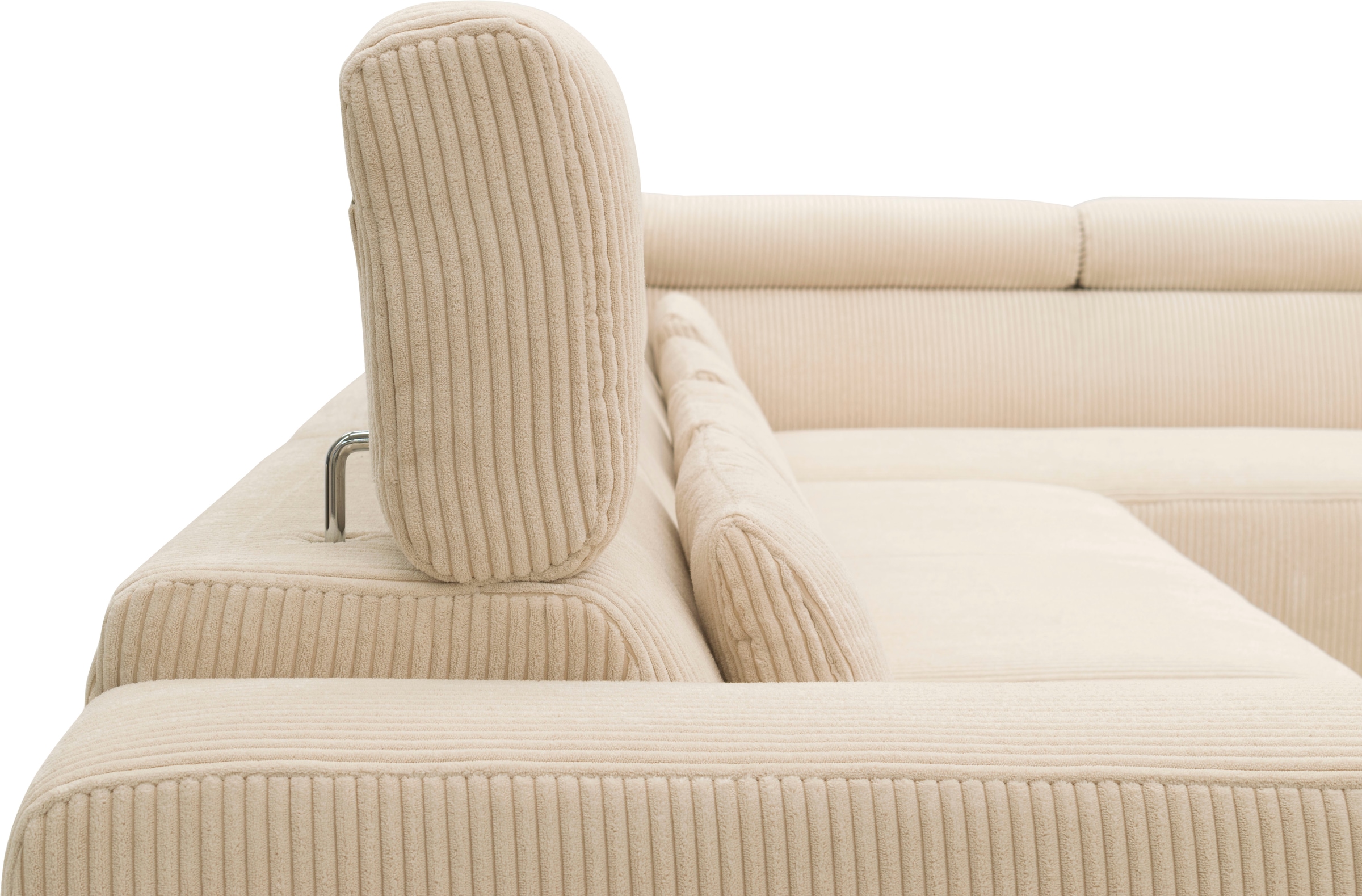 DOMO collection Wohnlandschaft »Brandon, belastbar bis 140kg/ Sitz, B/T: 359/228 cm, U-Form«, ohne Sitztiefenverstellung, Cord, creme