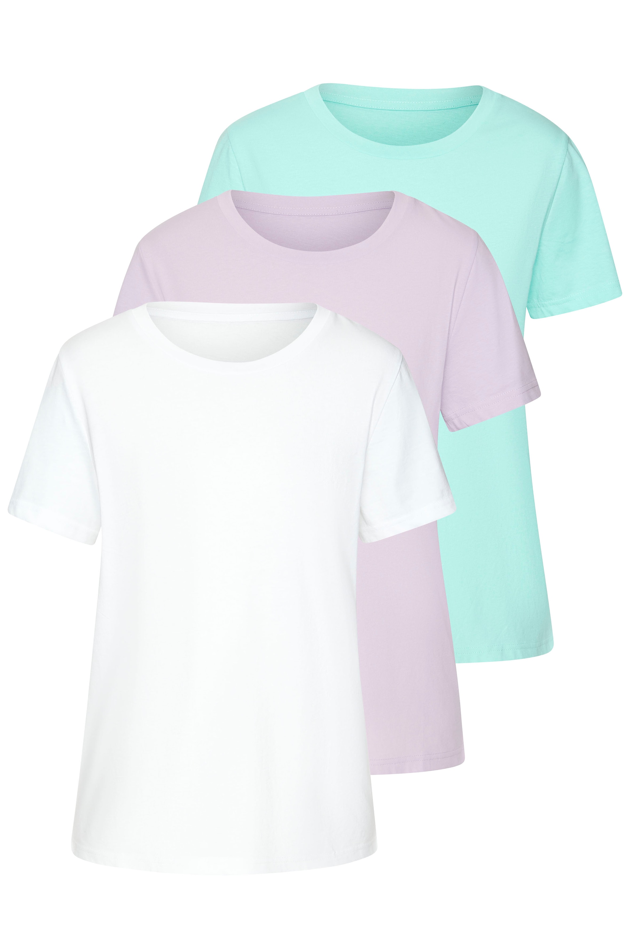 Beachtime by Lascana T-Shirt "mit modischem Schlitz am Saum" 3er-Pack, aus luftiger Baumwoll-Qualität