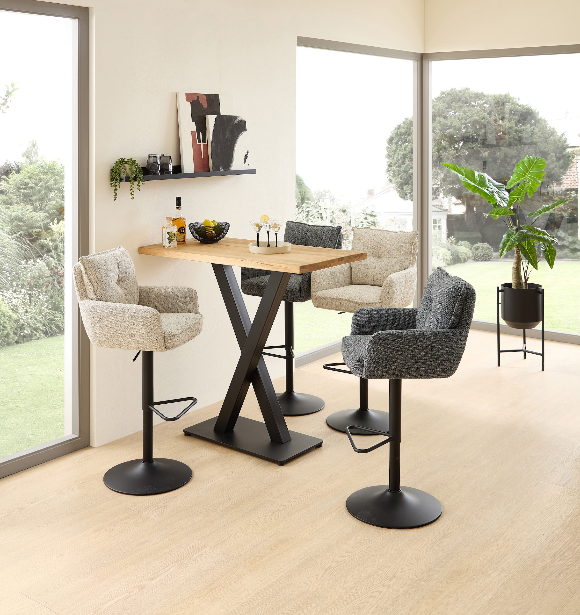Stolkom Bartisch »Duke Eiche Massivholz geölt, Hochtisch BxHxT 120x104x60 cm«, Gerade Kante, Eiche Massivholz geölt durchgehende Lamelle