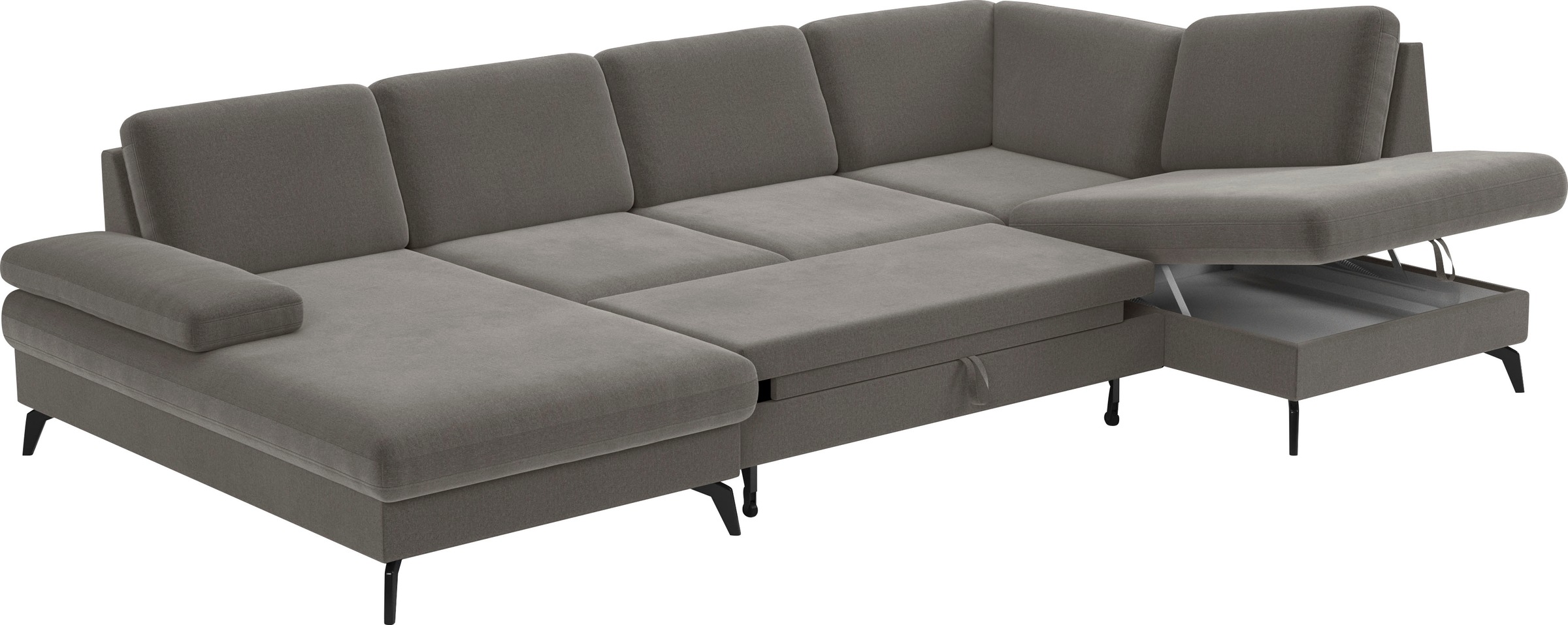 sit&more Wohnlandschaft »Morris U-Form, inkl. Sitztiefenverstellung«, wahlweise mit Armteilverstellung, Bettfunktion & Bettkasten