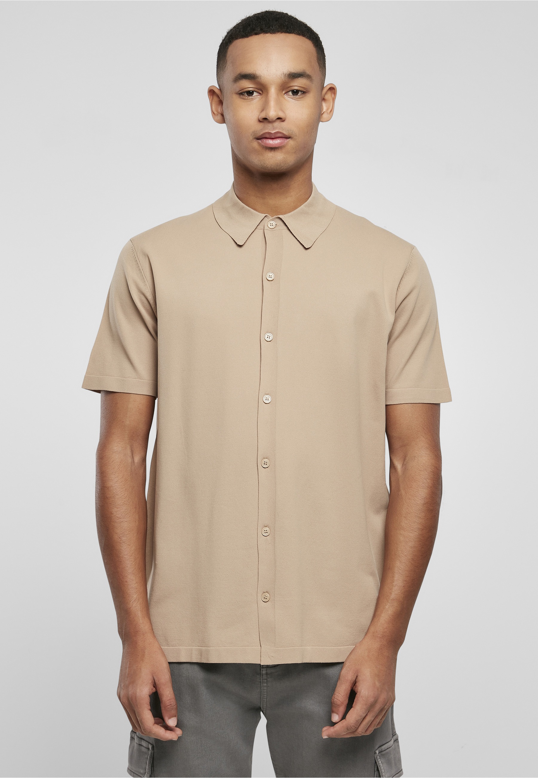 URBAN CLASSICS Langarmhemd »Urban Classics Herren Knitted Shirt« 1