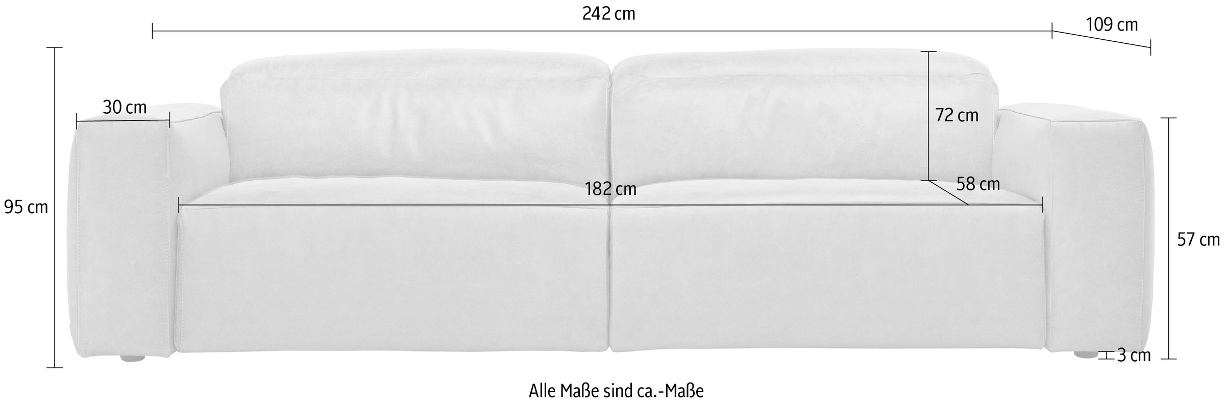 Thumbnail - Egoitaliano 2,5-Sitzer "Beverly, Designsofa mit erstklassigem Sitzkomfort und tollen Details" Breite 242 cm, verstellbar...