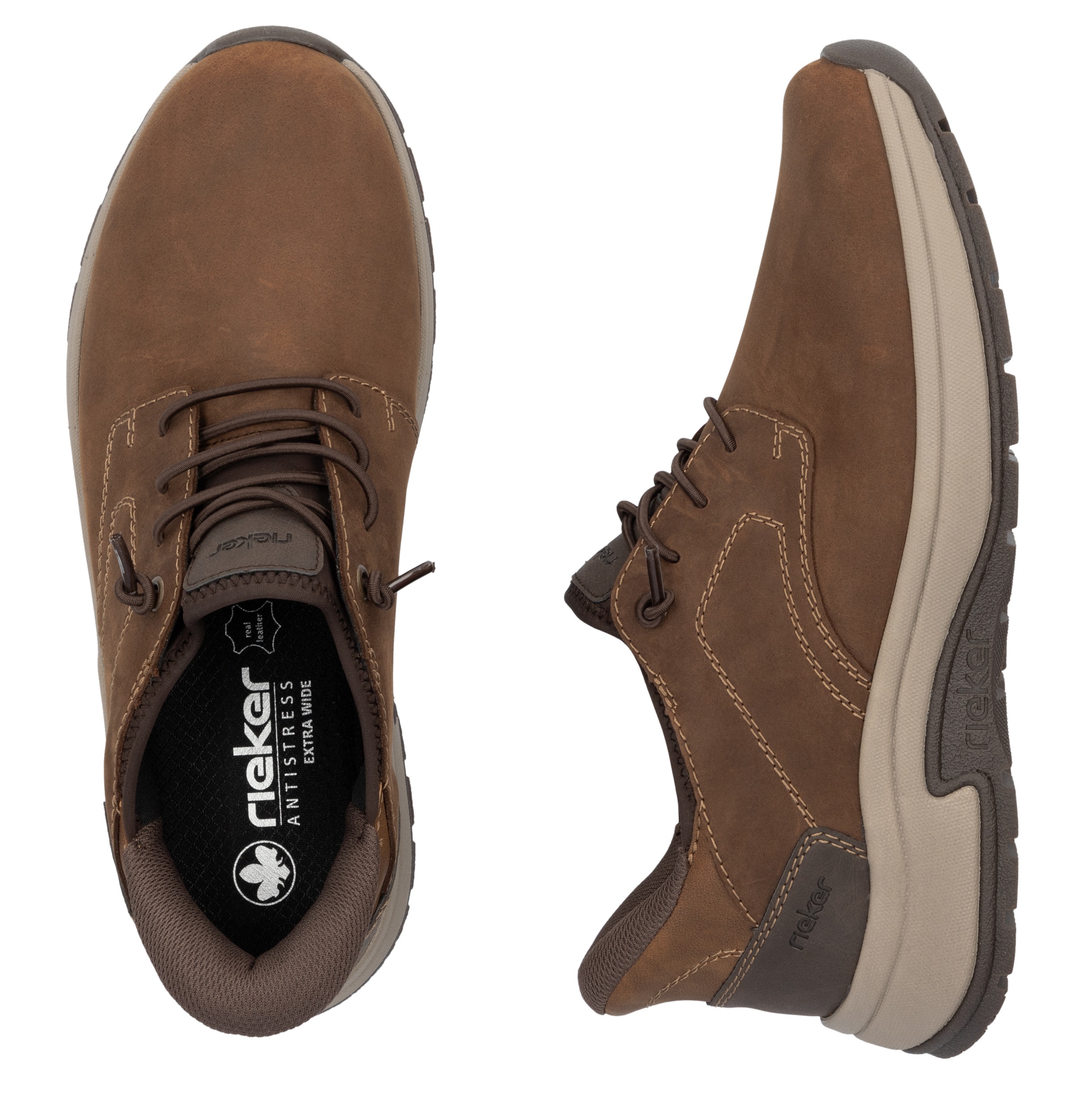 Slip-On Sneaker RIEKER "Ready2GO", Herren, Gr. 41, braun, Leder, Textil, Schuhe, Halbschuh, Schlupfschuh, Outdoorschuh, herausnehmbare Soft-Einlage 2