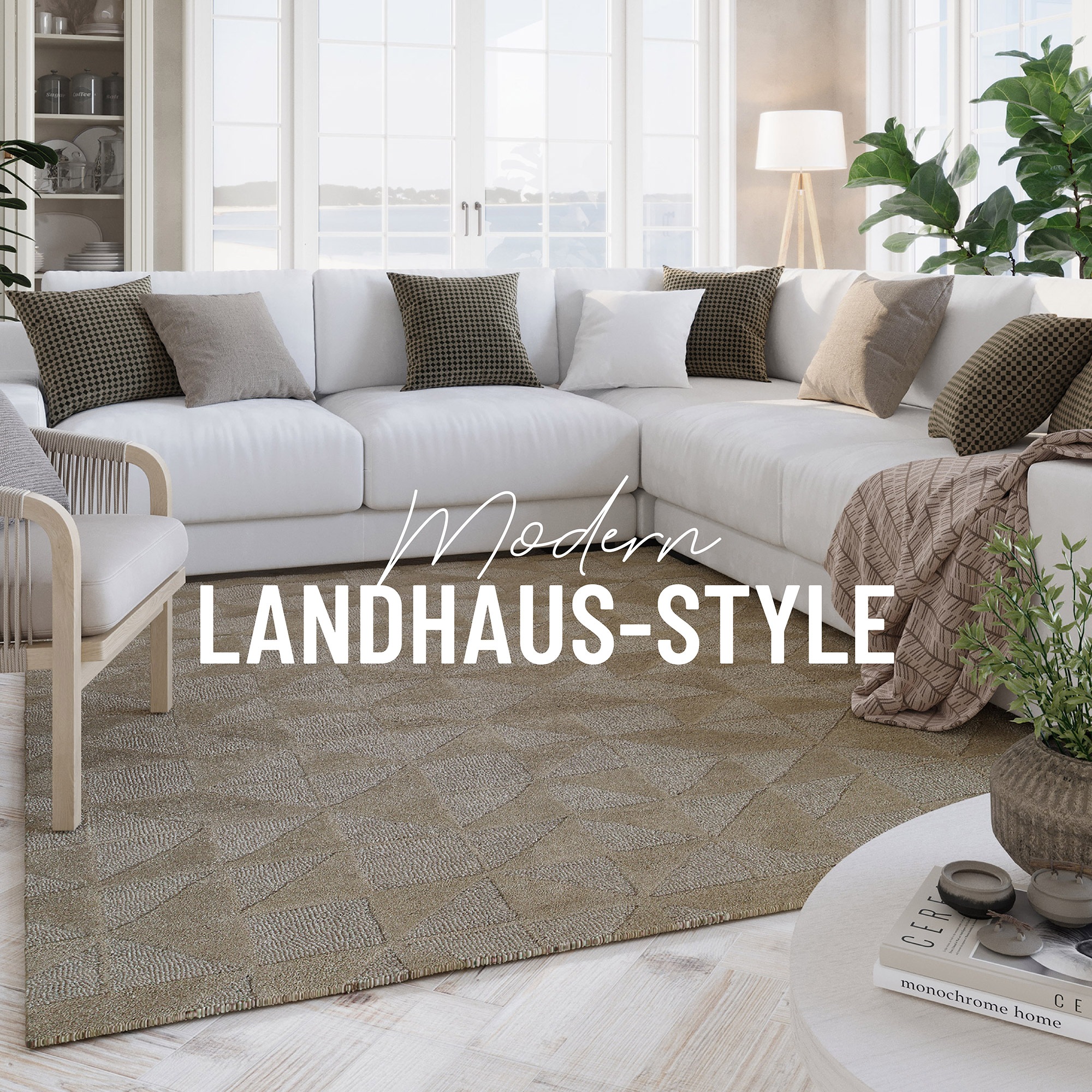 Wecon home Wollteppich »Hamptons THIRTYSEVEN«, rechteckig, 15 mm Höhe, Läufer, Schurwolle, Kurzflor, Wohnzimmer, elegant, geometrisch