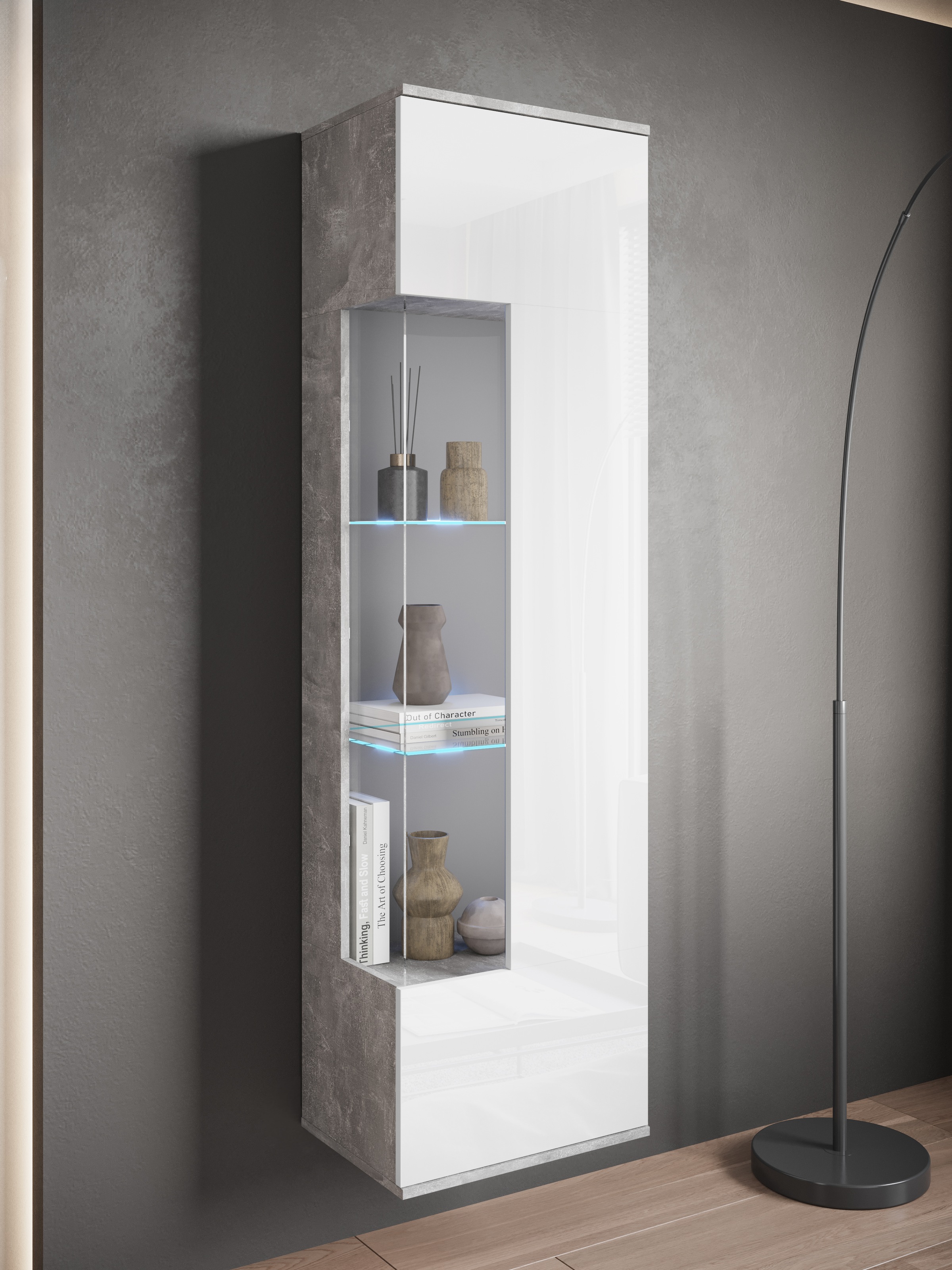 INOSIGN Vitrine »Kenia, stehend und hängend, Türanschlag wechselbar«, (1 St.), Vitrineschrank mit Glastüren 160 cm Höhe