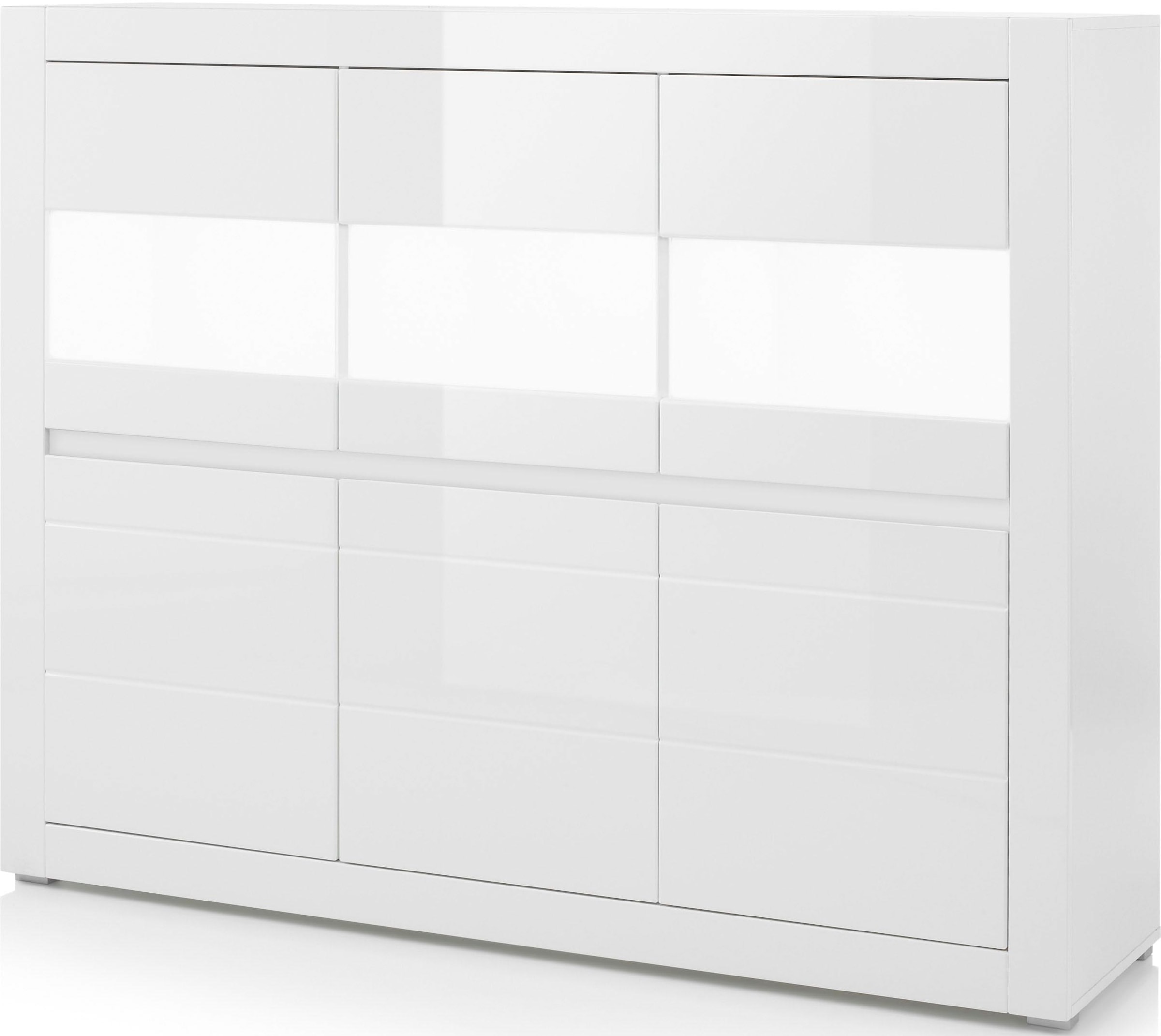 INOSIGN Highboard »Carat«, Breite 164 cm, Blende in weiß und betonfarben im Lieferumfang