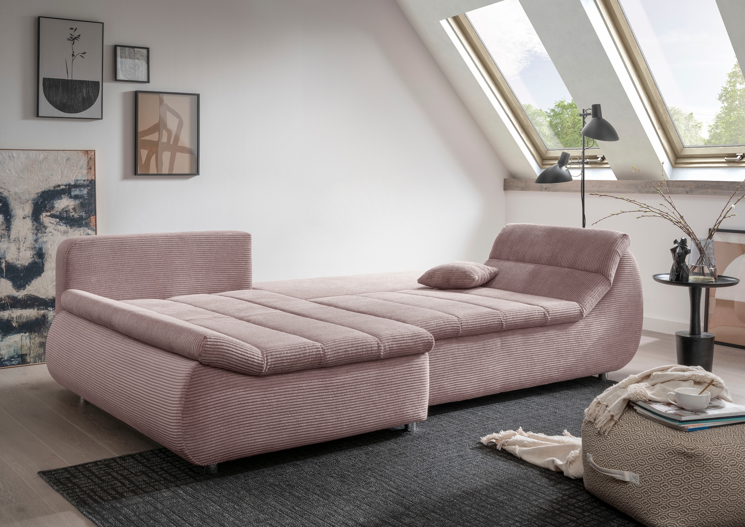 INOSIGN Ecksofa "Imola elegant und bequem, aktuelle Steppung im Sitz, L-For günstig online kaufen
