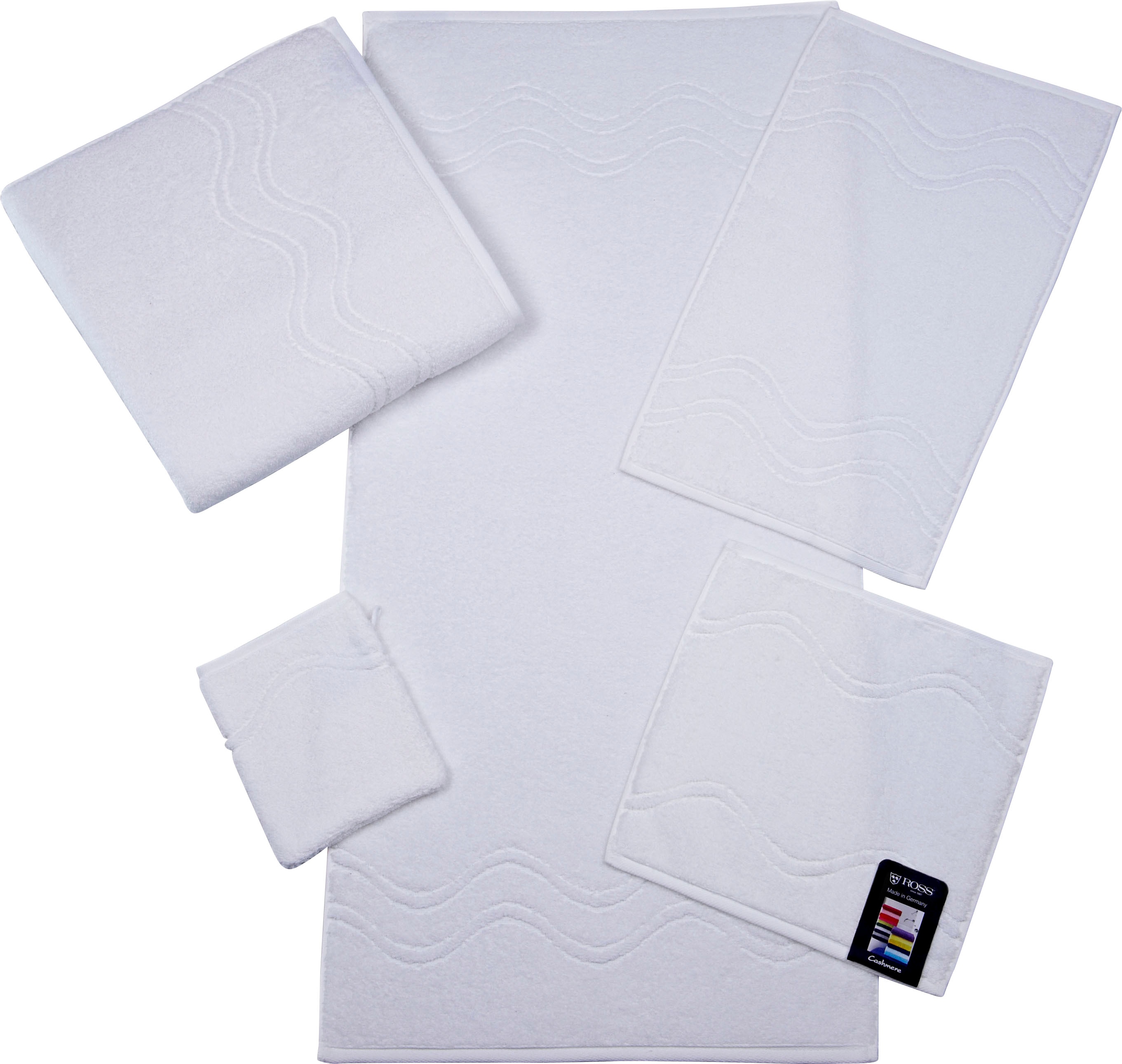 ROSS Waschhandschuh "Cashmere feeling" mit Wellen-Bordüre