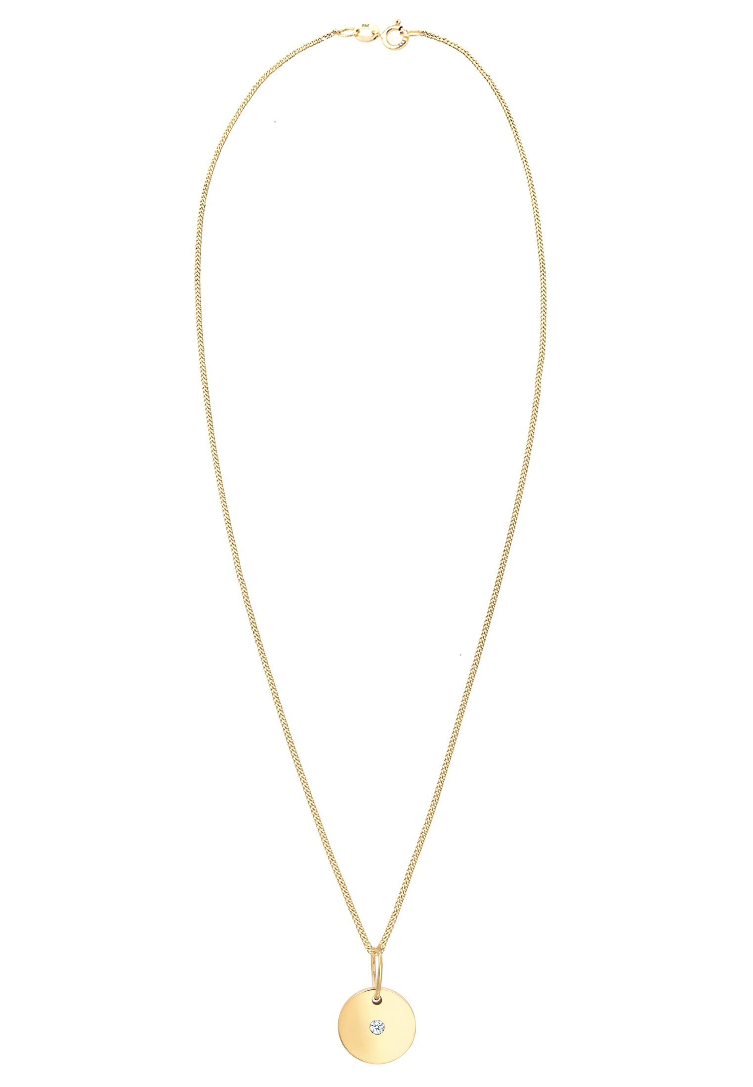 Elli DIAMONDS Collierkettchen »Plättchen mit Diamant (0.02 ct) 585 Gelbgold«