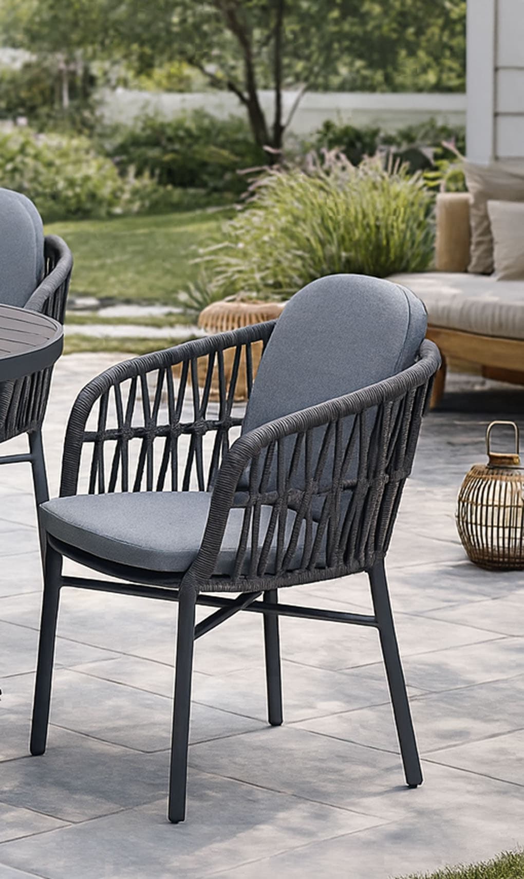 Destiny Garten-Essgruppe »COMO SAN MARINO 4 Se + Tisch RE 180x90cm grau/ anthrazit« Set,  Aluminium, Rope, Polywood