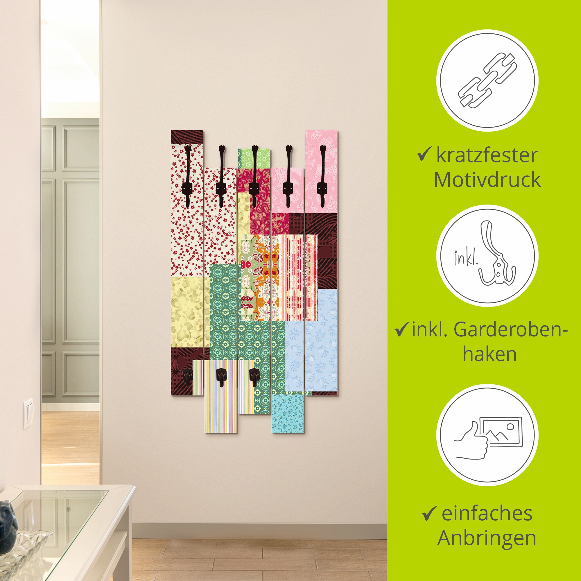 Artland Garderobenleiste »Patchwork Stil I«, teilmontiert
