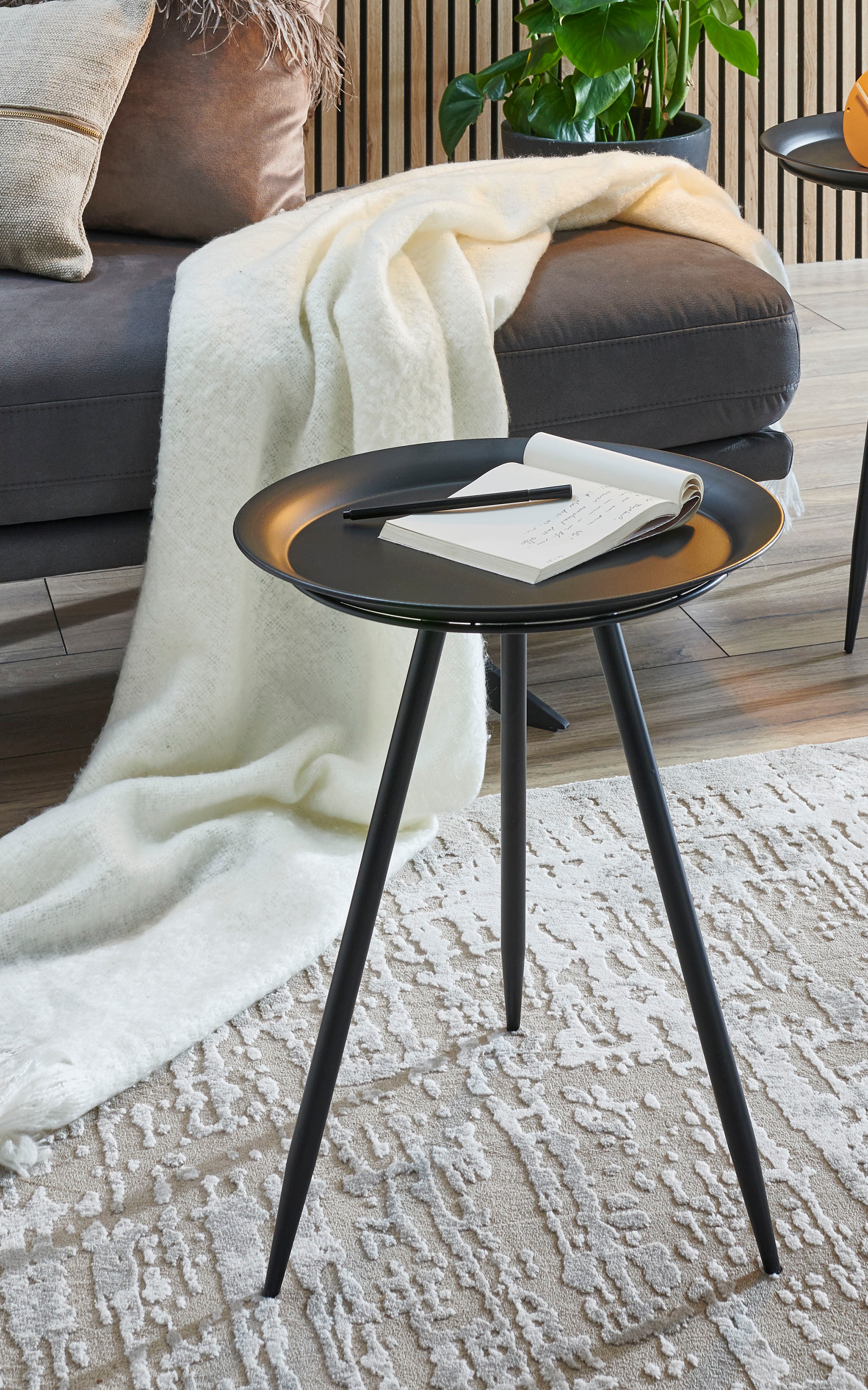 HAKU Beistelltisch »Sofatisch, Wohnzimmertisch« 1 Stk. tlg. rund - aus Metall Schwarz - Ø/H 44/54 cm