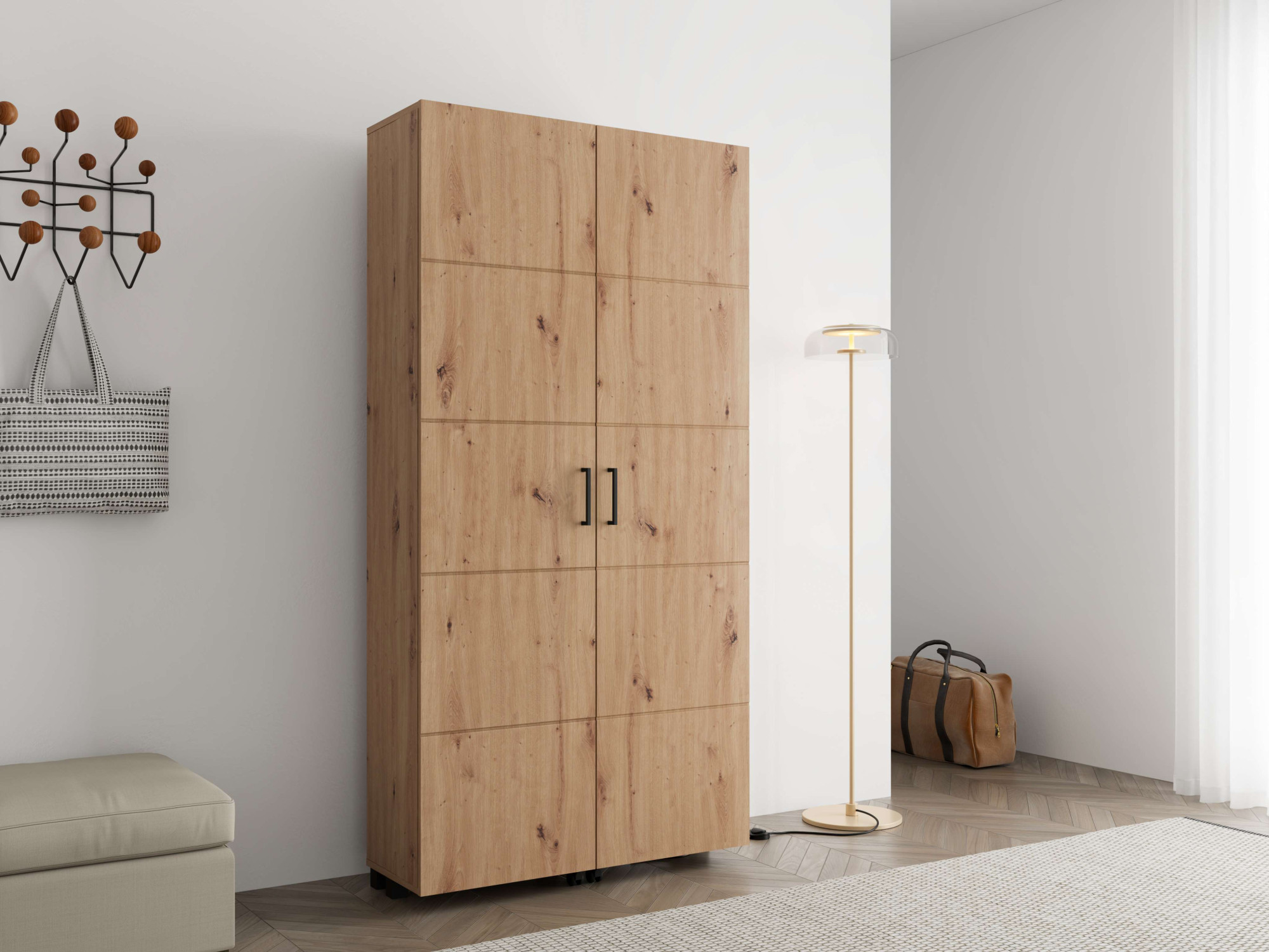 Home affaire Schuhschrank "Islay, Drehtüren auf Rollen, B/T/H: 91,6/32,4/184,4 cm" Schuhkommode mit Platz für ca. 40 Paar Schuhe bis Gr. 40