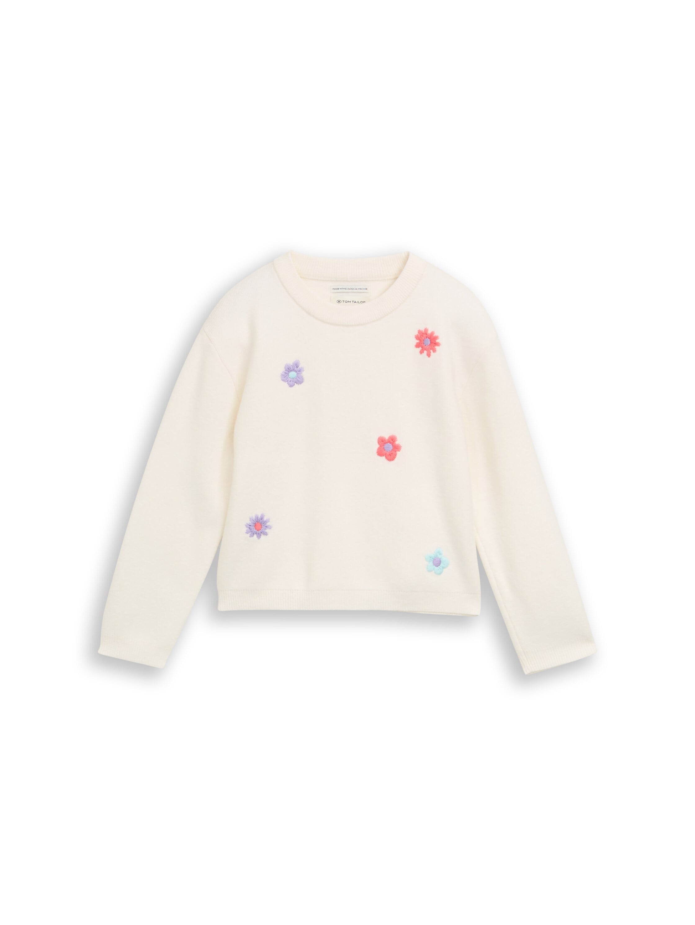 TOM TAILOR Strickpullover mit Stickereien, Rundhals