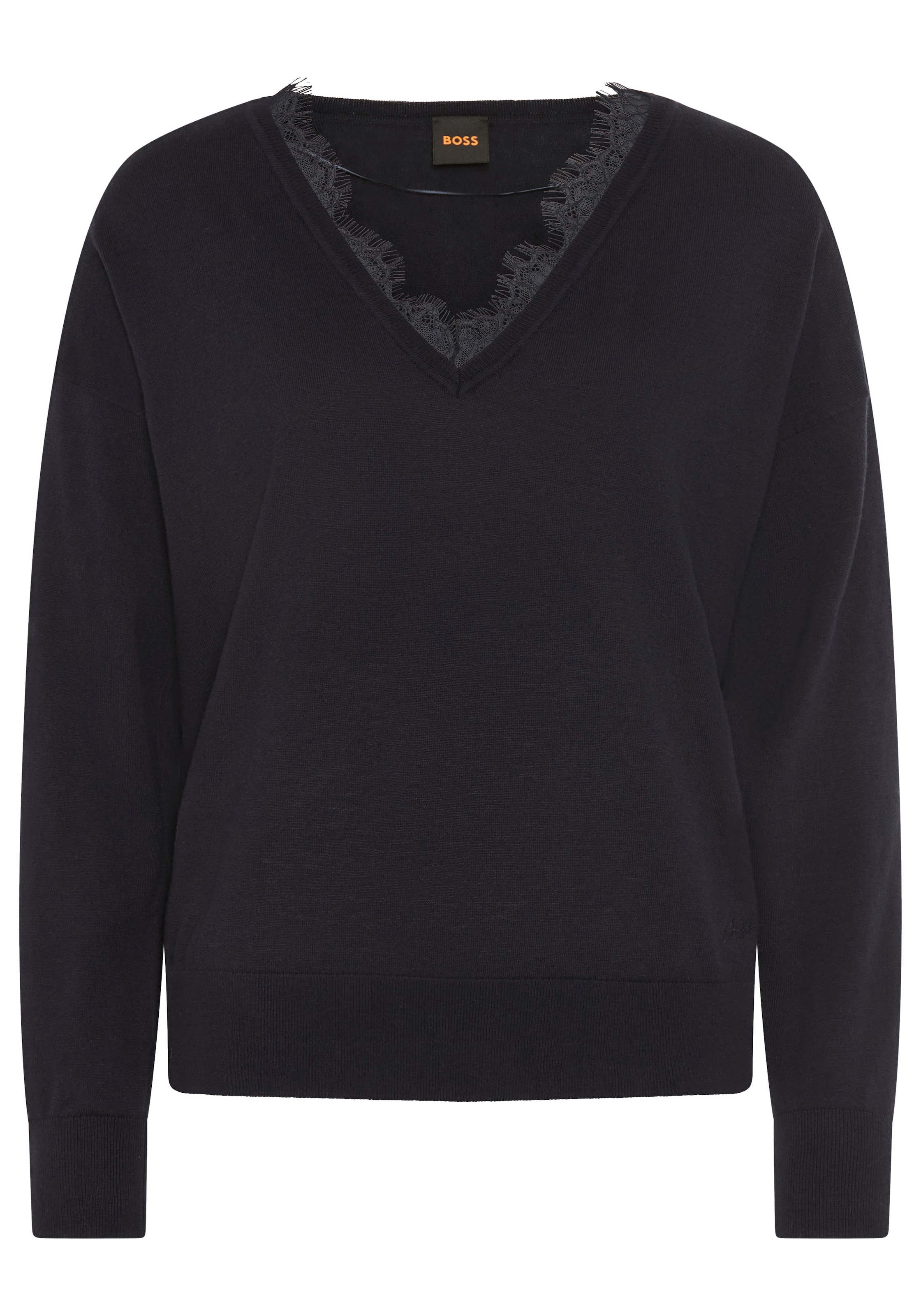 BOSS ORANGE Strickpullover "Fettuccini Premium Damenmode", V-Ausschnitt mit günstig online kaufen