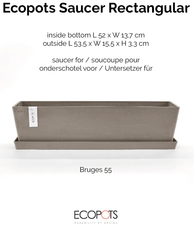 ECOPOTS Topfuntersetzer »Rechteckig 55 Taupe«, für innen und außen: frostsicher, bruchsicher und lichtbeständig