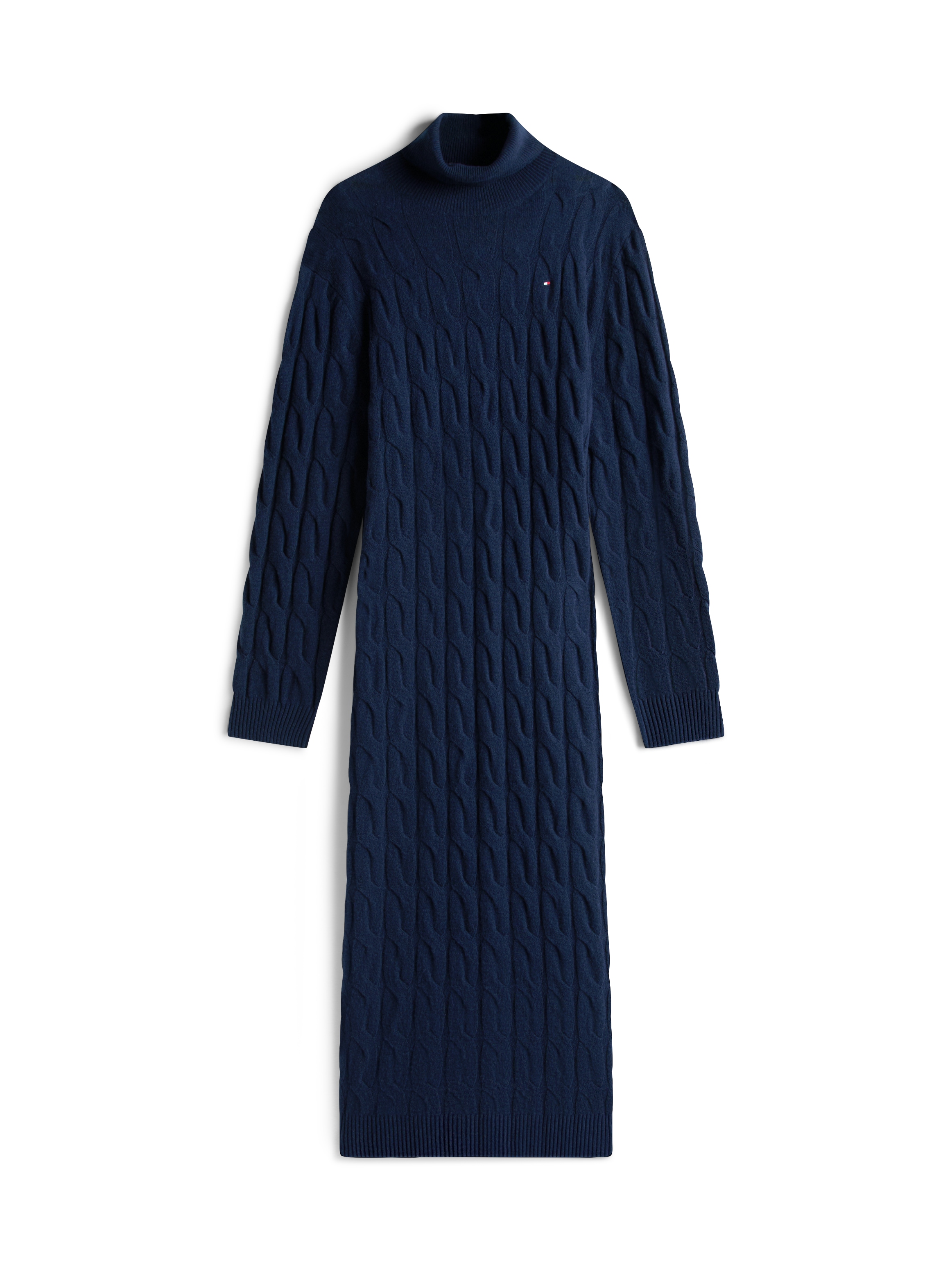 Tommy Hilfiger Curve Strickkleid »CRV SOFT WOOL CABLE ROLL-NK DRS«, in großen Größen, mit Zopfmuster, aus reiner Wolle
