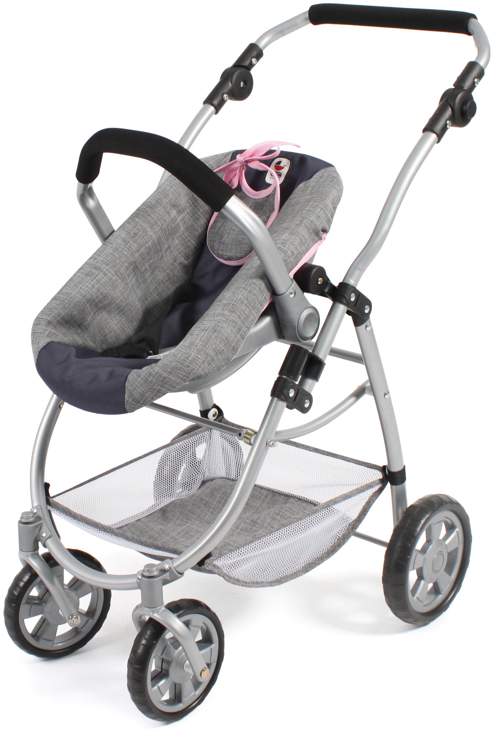 Kombi-Puppenwagen CHIC2000 "Emotion All In 3in1, Grau-Navy", blau (melange grau, navy), Puppenwagen, KinderB:67cm H:77cm T:67cm, Kunststoff, Metall, Stoff, inkl. Babywanne, Babyschale und Sportwagenaufsatz, B:67cm H:77cm T:67cm 3