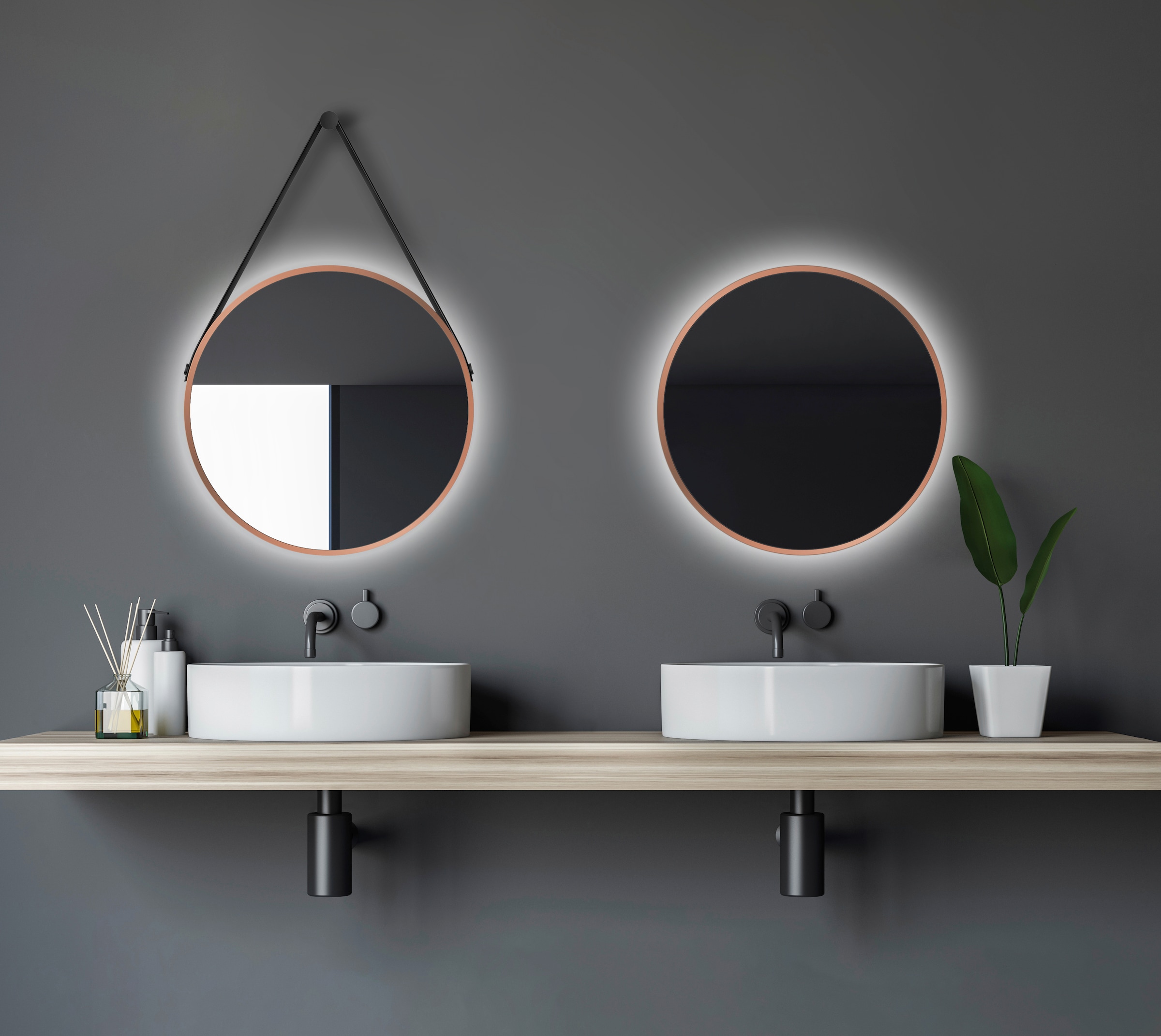 Spiegel rund Metallrahmen LED,Wandspiegel,Lichtspiegel