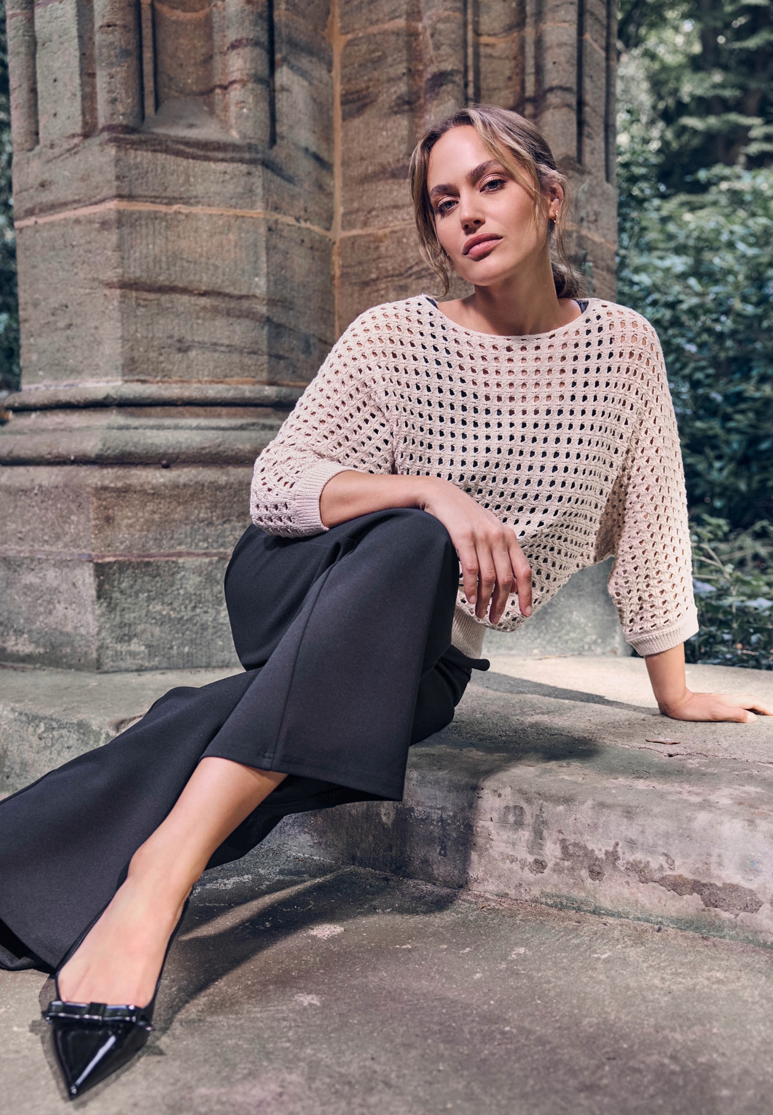 Zero Strickpullover »zero Pullover mit Lochmuster«, (1 tlg.), Lochmuster