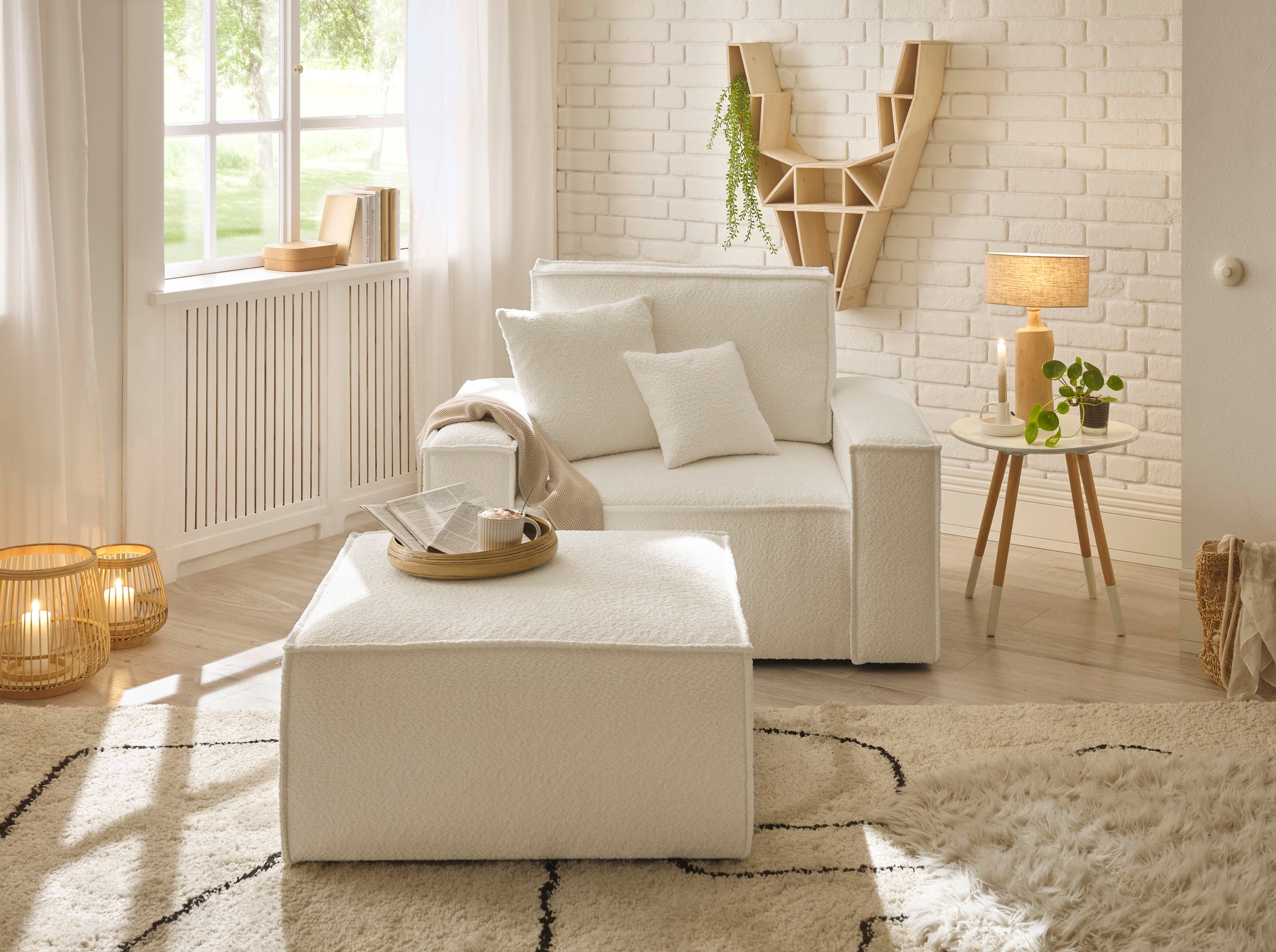 andas Loveseat »Finnley«, (2 St.), Loveseat und Hocker im Set, passend zur Polster-Serie Finnley