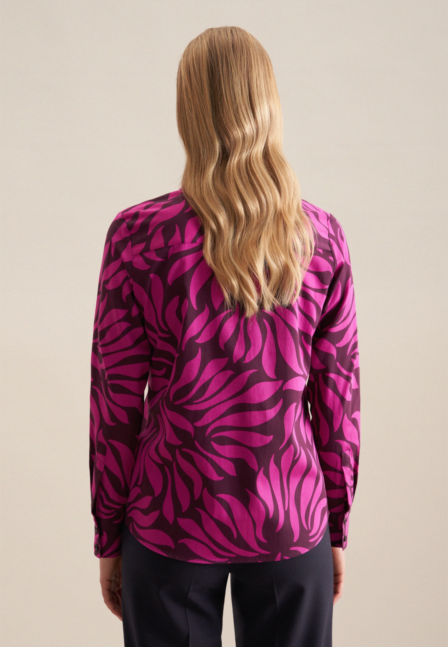seidensticker Hemdbluse »Schwarze Rose«, Langarm Kragen Druck