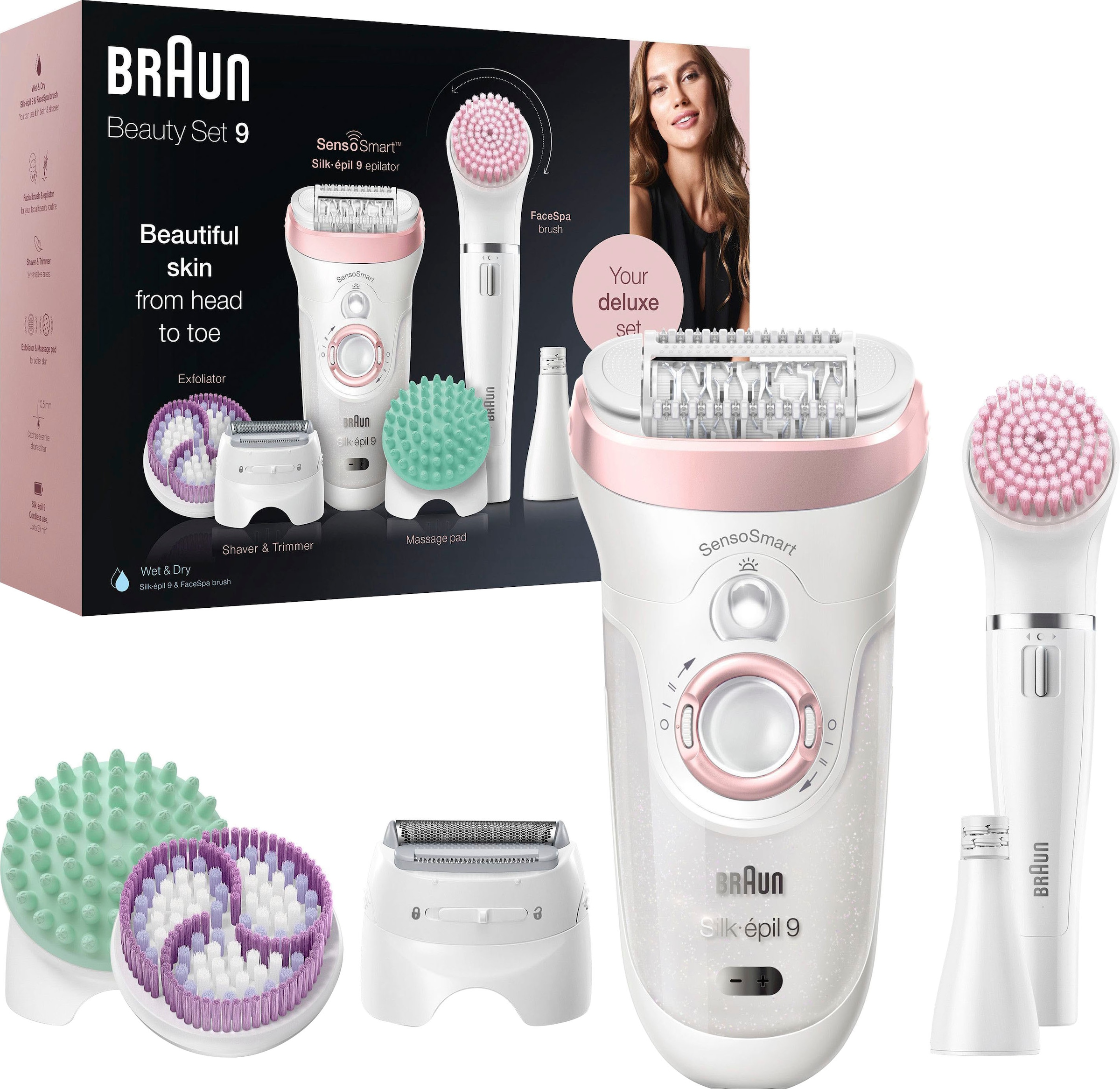 Braun Epilierer »Silk-épil Deluxe Beauty-Set 9-995 Deluxe«, 9-in-1 Kabellose  Wet&Dry Haarentfernung für Gesicht und Körper per Rechnung | BAUR