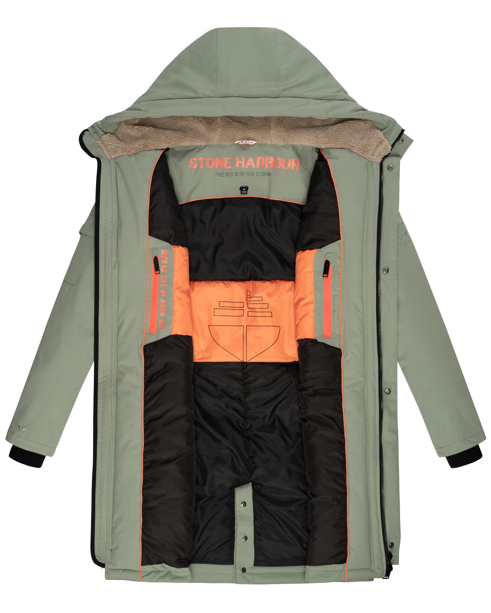 Stone Harbour Wintermantel »Cyriaan XX«, Langer Herren Winterparka mit großen Eingrifftaschen