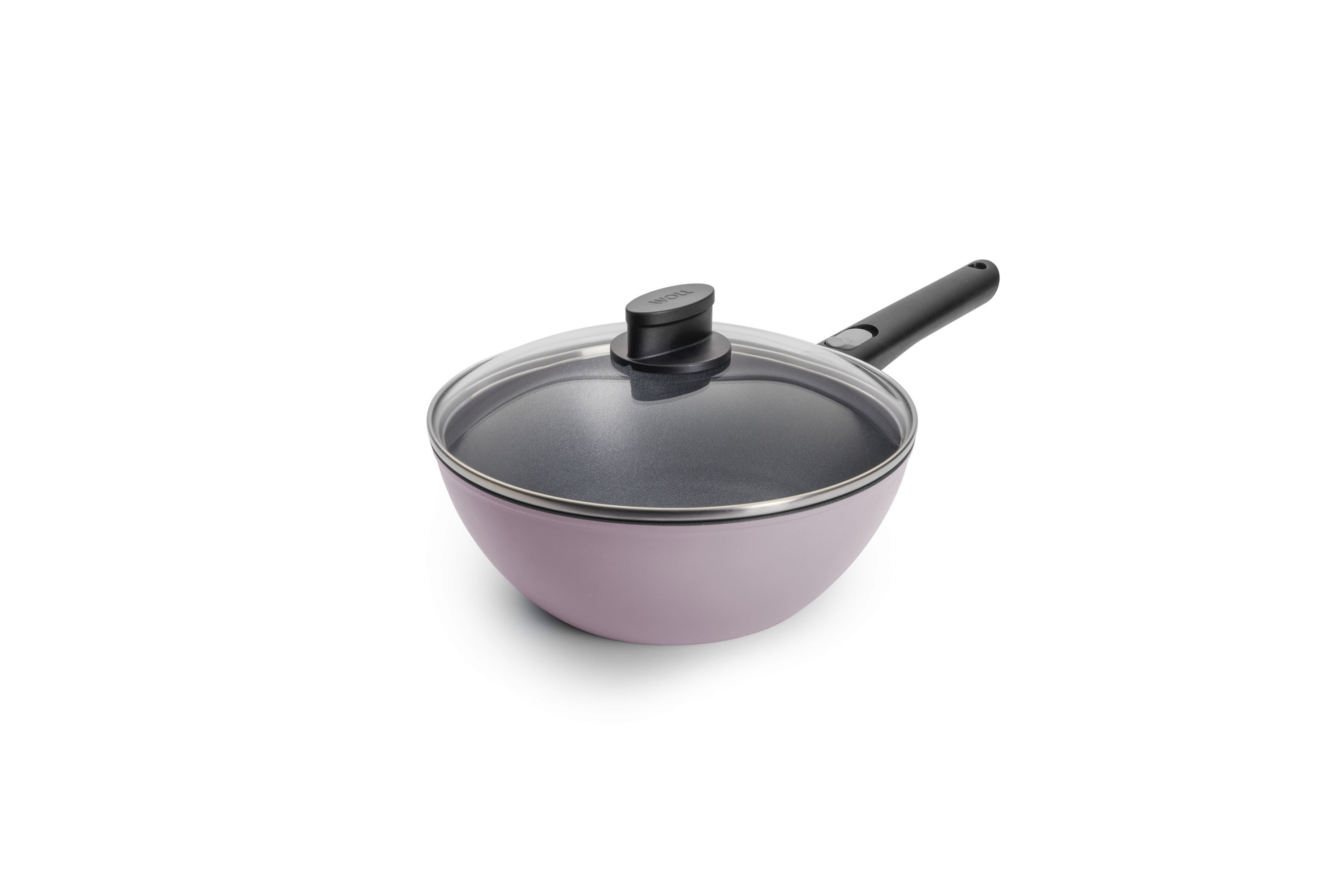 WOLL Wok "MADE IN GERMANY - Ecolour Ø 24 cm inkl. Deckel" Aluminiumguss Set, 2 tlg. abnehmbarer Stiel