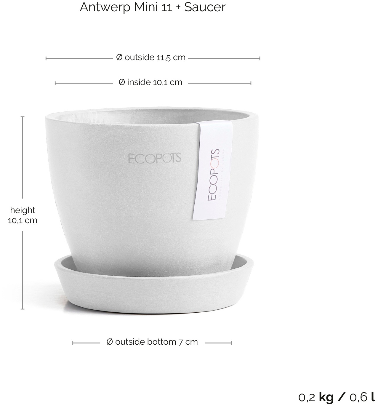 ECOPOTS Blumentopf »Antwerp Mini 11 Weiß«, für den Innenbereich