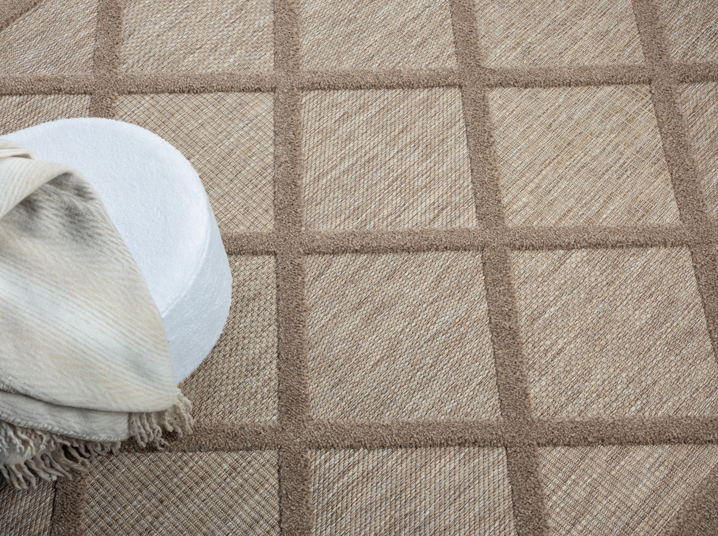 Myflair Möbel & Accessoires Teppich »Amara Lagerräumung«, rechteckig, 8 mm Höhe, Uni Farben, Hoch-Tief Effekt, Outdoor geeignet, Balkon, Terrasse