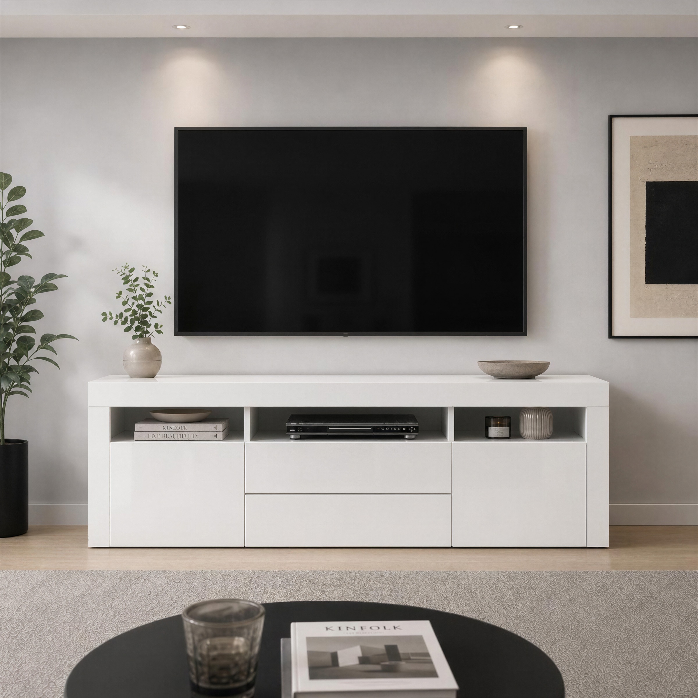 borchardt Möbel Lowboard "Santa Fé, TV-Schrank 166 cm breit" Push-to-open-Funktion, 2 Türen, 2 Schubkästen und 3 offene Fächer