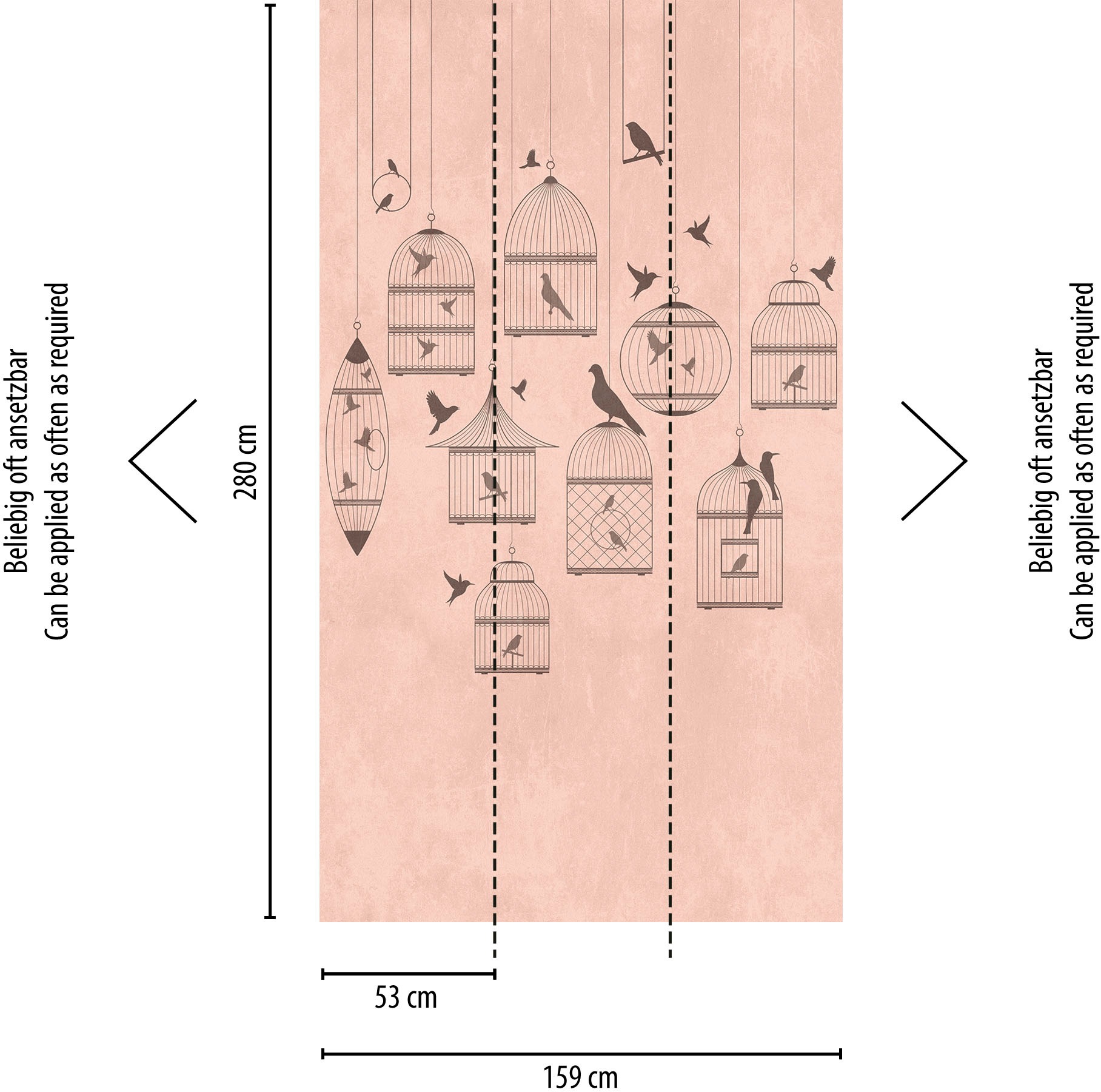 living walls Fototapete »The Wall« Motiv | animal print | gemustert glatt Fototapete Tiere Tapete Vögel Tapeten Wohnzimmer modern Flur Design