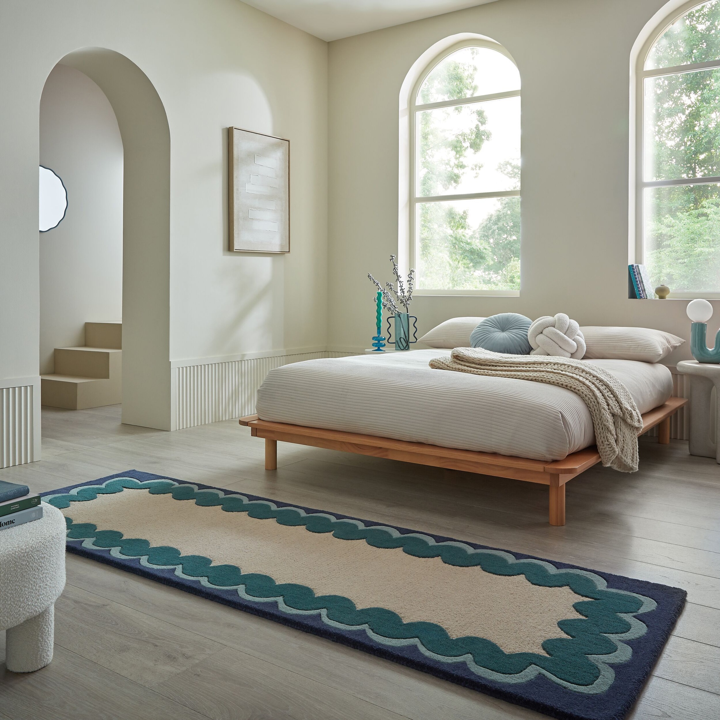 FLAIR RUGS Wollteppich "WIGGLE" rechteckig 8 mm Höhe mit gewelltem Wellenrand; auch als Läufer und in rund
