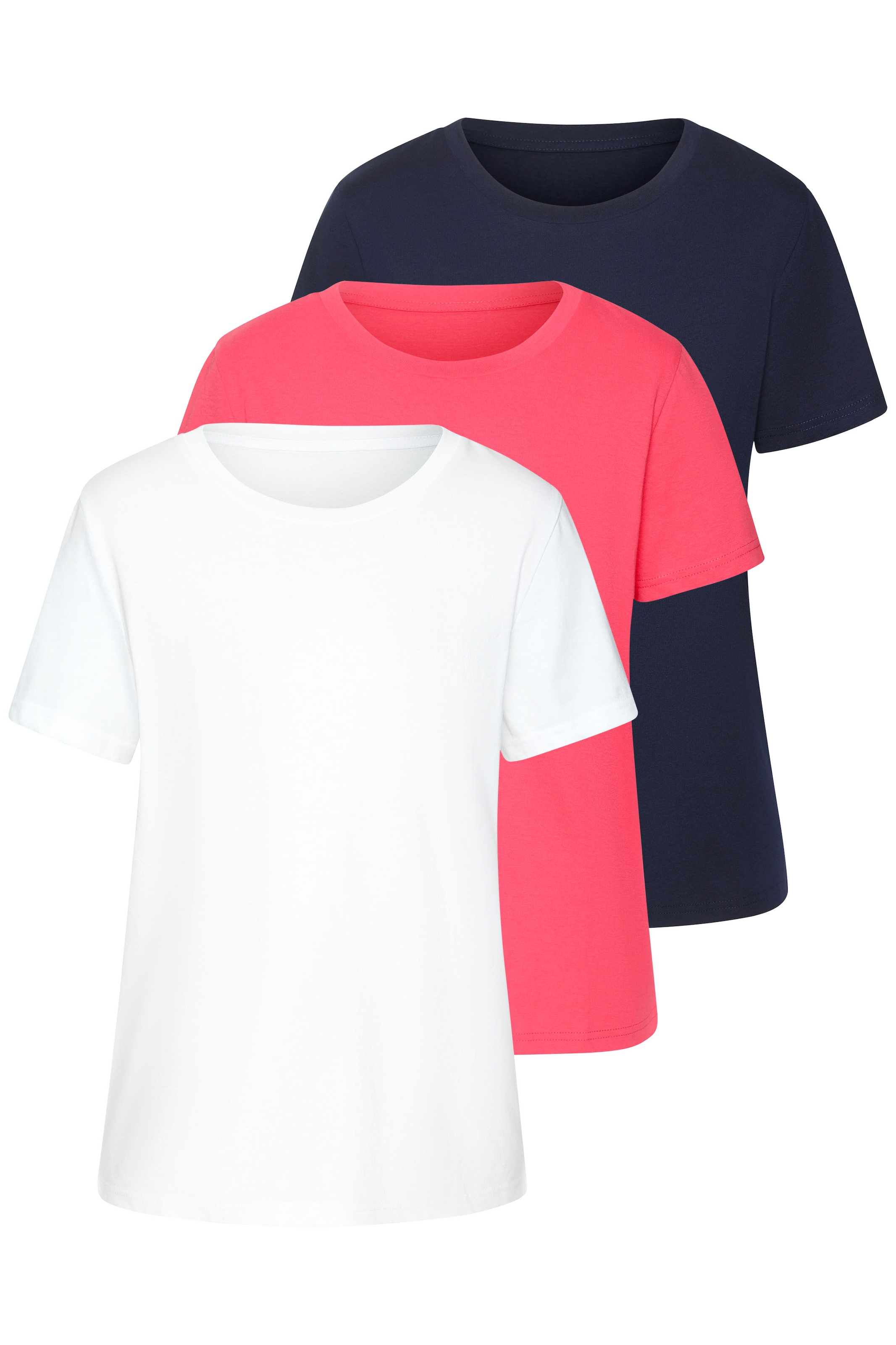 Beachtime by Lascana T-Shirt "mit modischem Schlitz am Saum" 3er-Pack, aus luftiger Baumwoll-Qualität