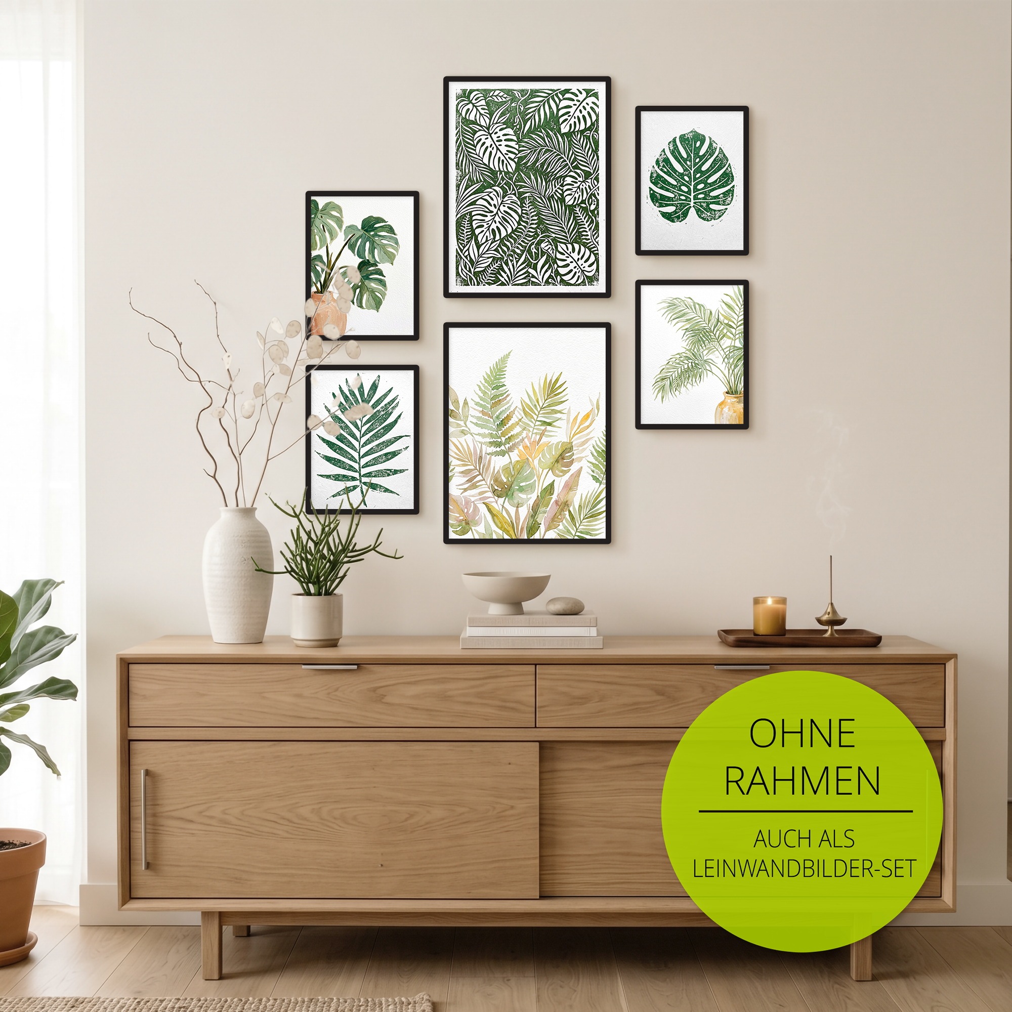 OTTO home Wandbild »Green Living« Pflanzenbilder 6 Stk. tlg. in verschied. Größen