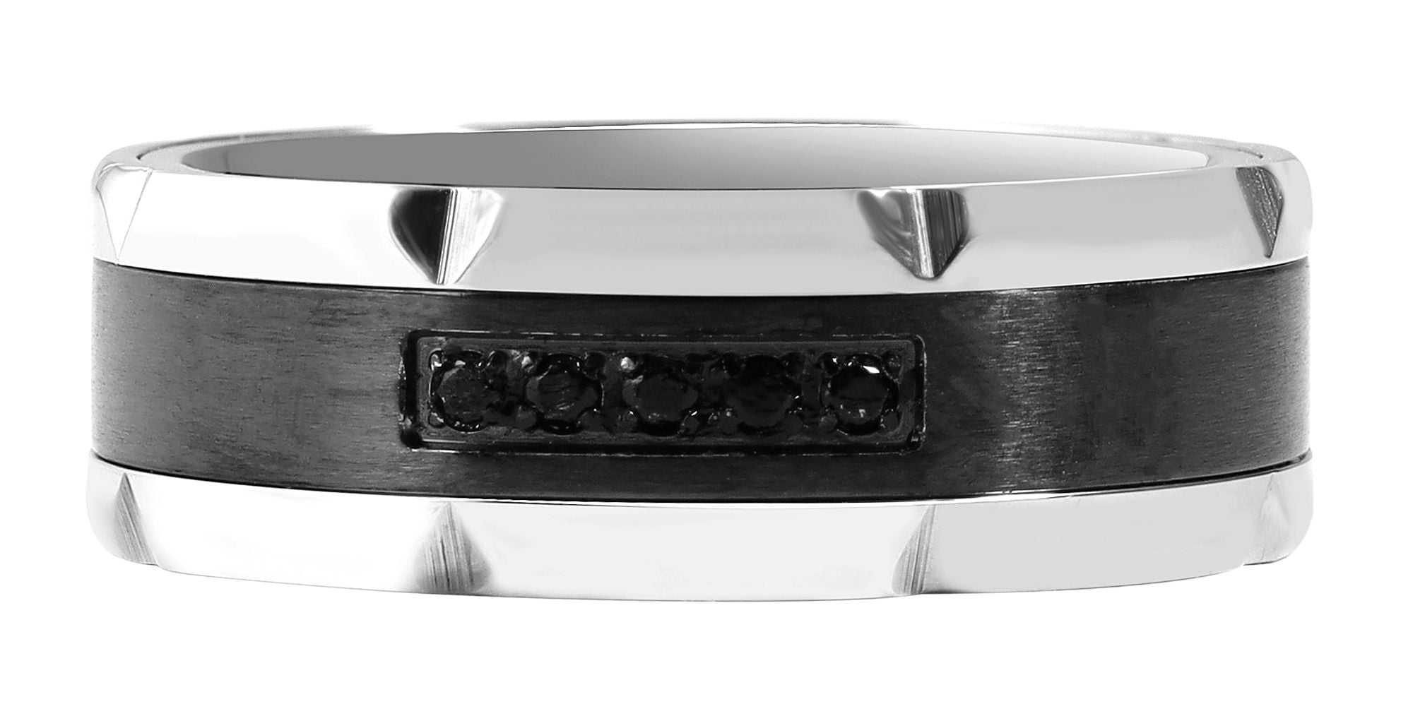 Fingerring ADELIA´S "Herren Ring aus Edelstahl mit Strass Steinchen" Gr. 60, schwarz, Fingerringe, Herren, 60, Edelstahl, Fingerring 2