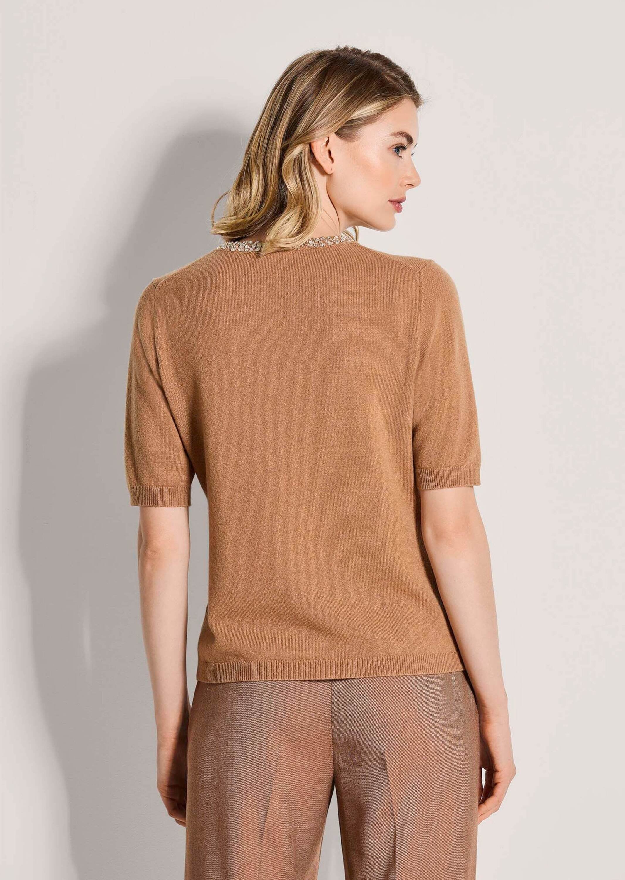 MADELEINE Longpullover »Kaschmirpullover Feinstrickpullover mit Schmucksteinen« Zarte Schmucksteine