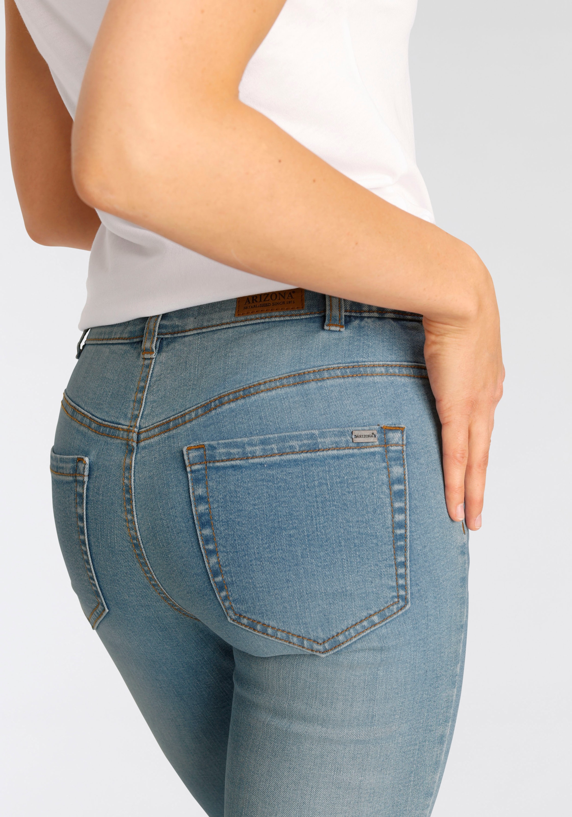 Arizona Slim-fit-Jeans für »Bund kaufen seitlichem Gummizugeinsatz«, High BAUR | mit Waist