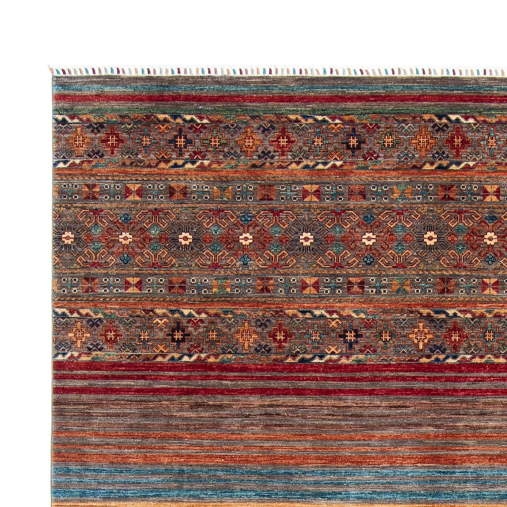 Wohnen Teppiche morgenland Wollteppich »Shal Streifen 299 x 248 cm«, rechteckig, 0,8 mm Höhe, Unikat mit Zertifikat mehrfarbig