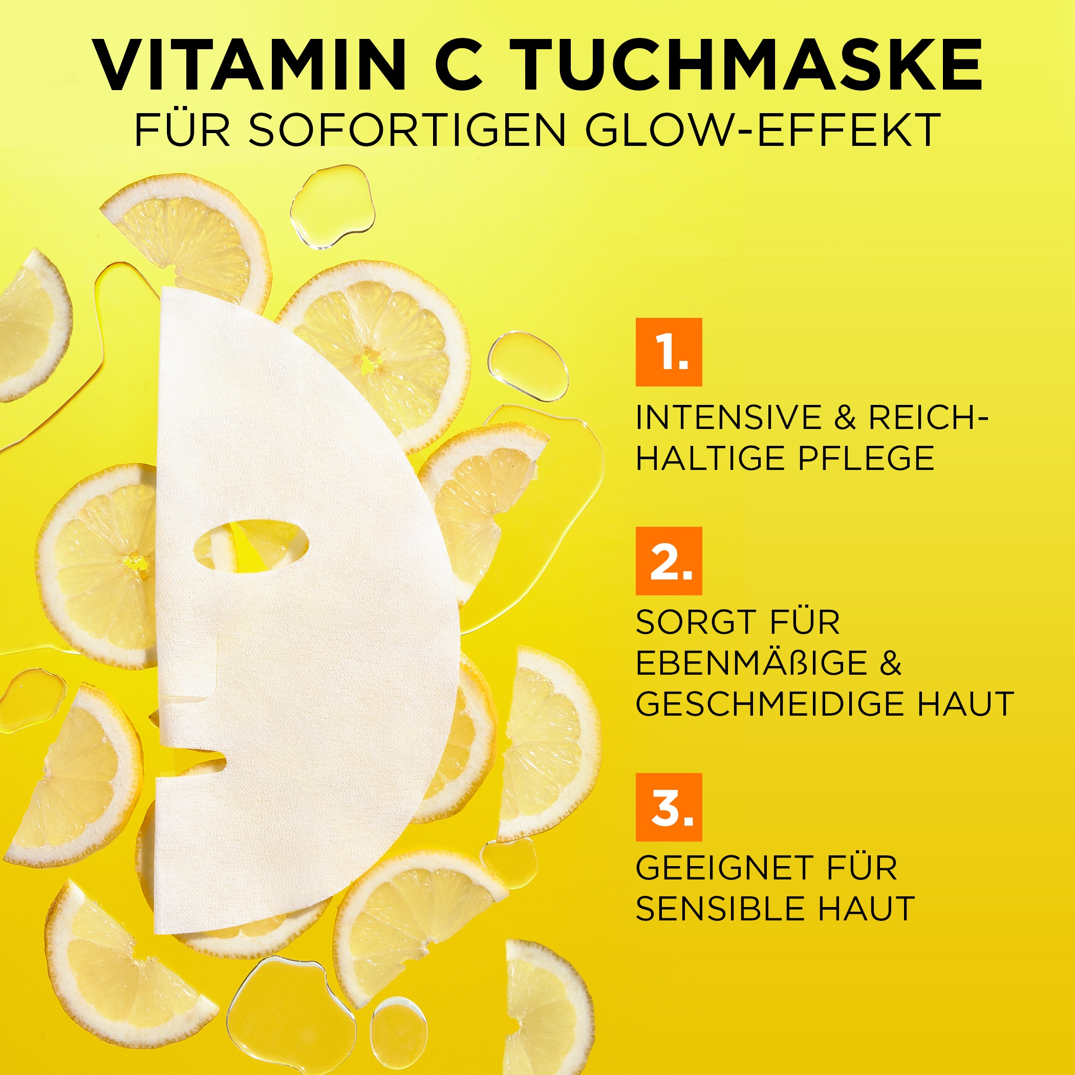 GARNIER Tuchmaske »Vitamin C Tuchmaske«, mit hoher Wirksamkeit