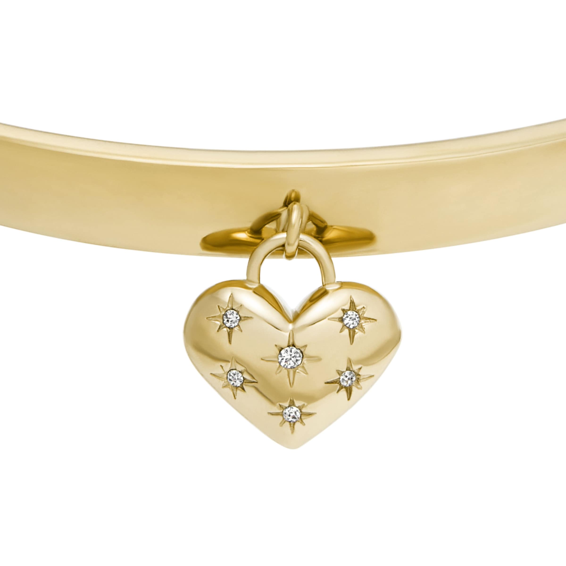 Fossil Armreif »Schmuck Geschenk Edelstahl SADIE Herz, JF04831710«, mit Glasstein