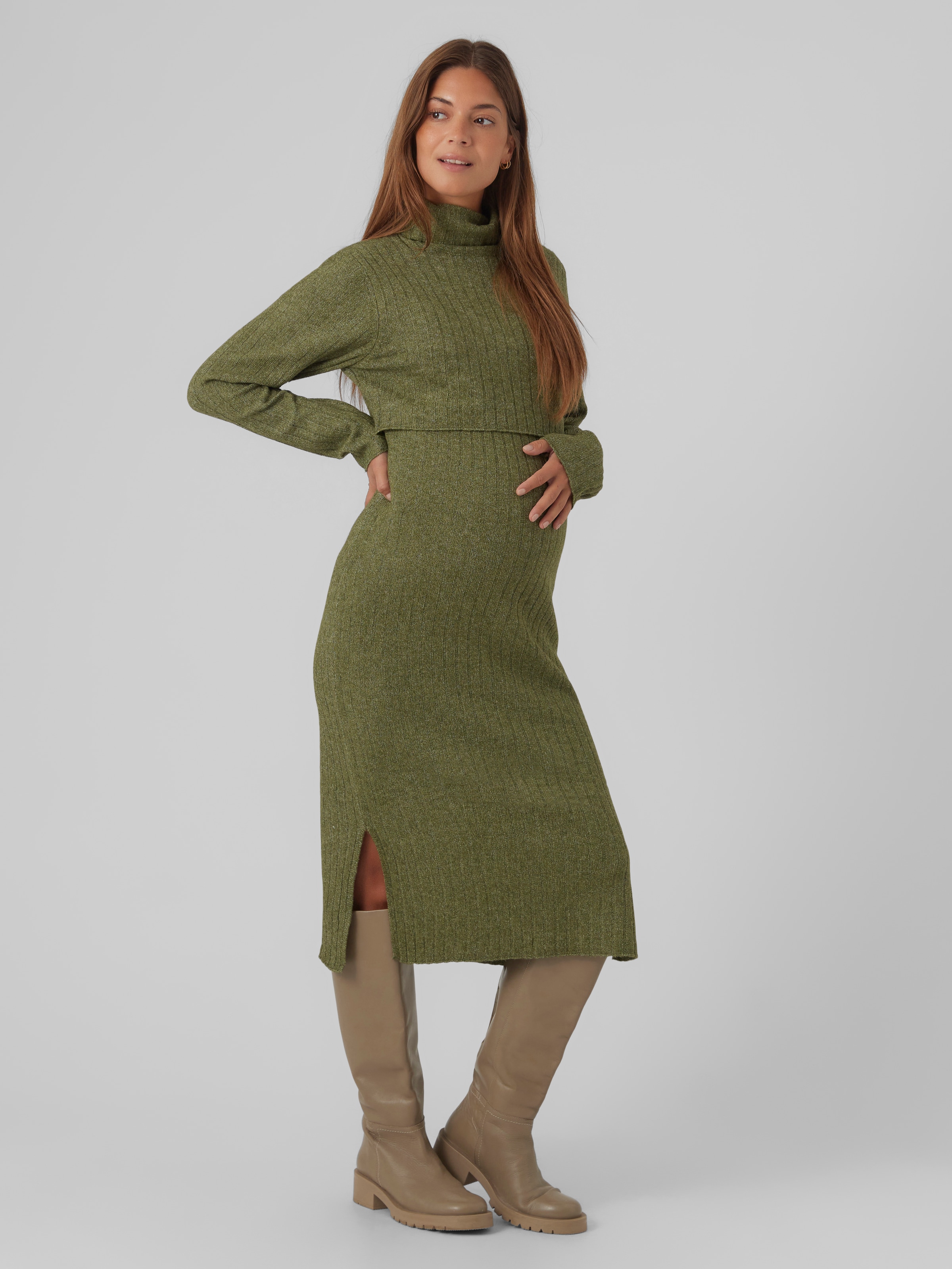 Mamalicious Strickkleid "MLSUNIVA JUNE LS KNIT MIDI DRESS 2F NOOS", mit Sti günstig online kaufen