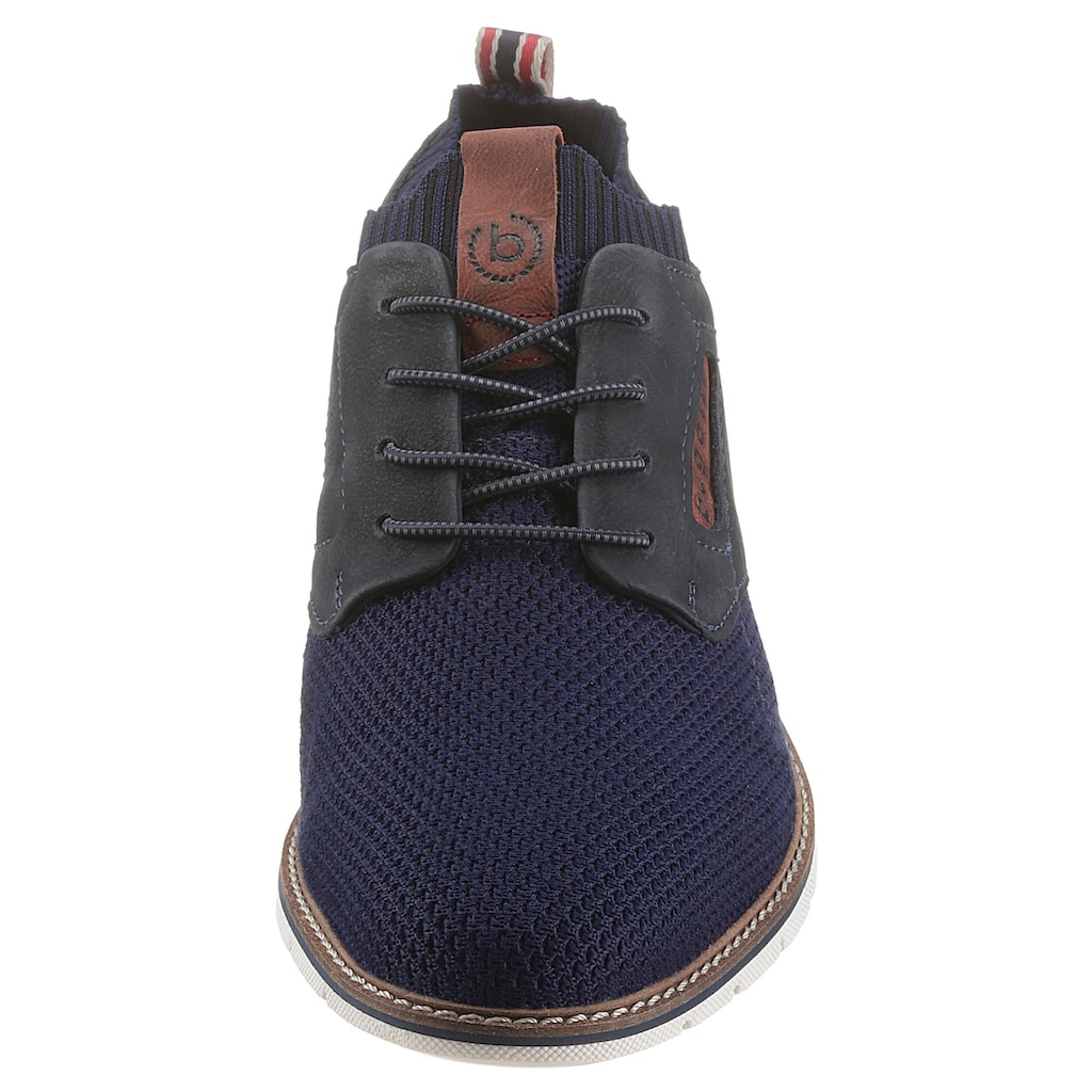 Schuhe Sportive Schuhe bugatti Slip-On Sneaker, mit Zierschnürung navy-cognac
